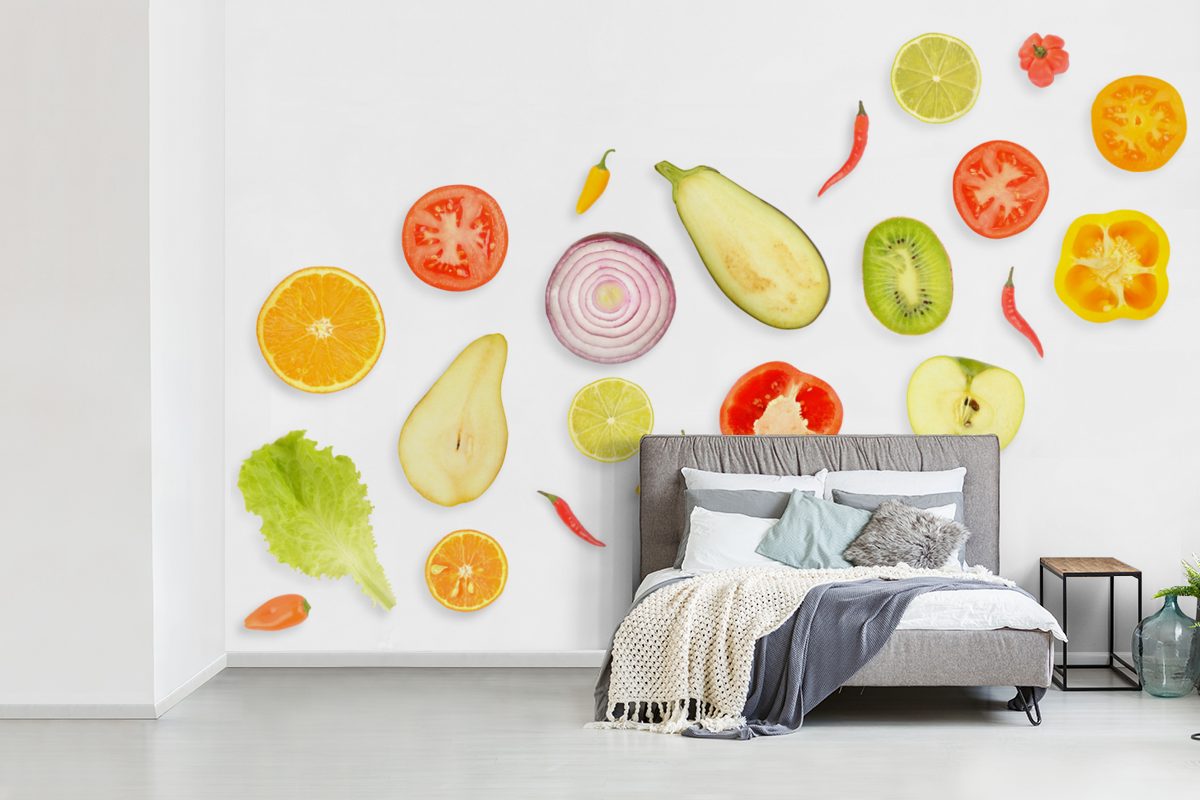 Kopfsalat Weiß, MuchoWow - - Schlafzimmer, Vinyl Kinderzimmer, Apfel für (6 bedruckt, Tapete Wohnzimmer, Matt, Fototapete St), Wallpaper