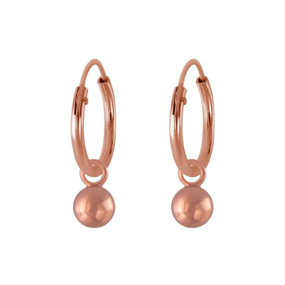 Creolen-Set Creolen mit Kugel-Charm aus 925 Silber Damen rosegold