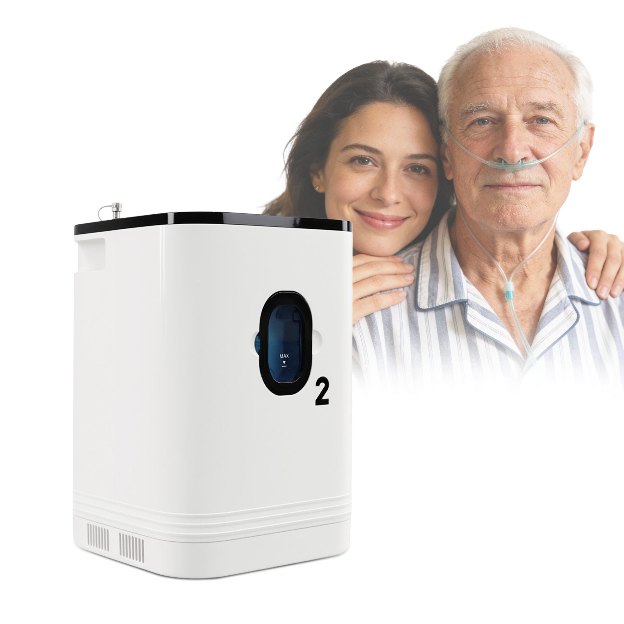 Vankel Inhalationsgerät Sauerstoffkonzentrator mit Inhalator - 1-7L/min, 93% O₂-Konzentration, Kompakter Sauerstoffgenerator mit Negativ-Ionen & Timer, Leise