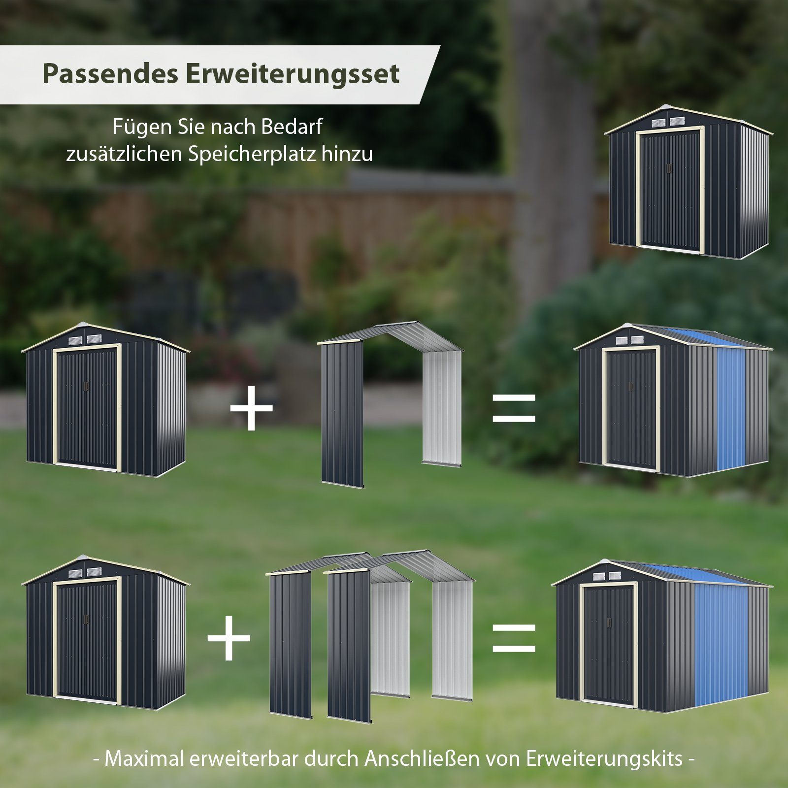 COSTWAY Gerätehaus, BxT: 213x191 cm, Erweitert, mit 4 Luftschlitzen