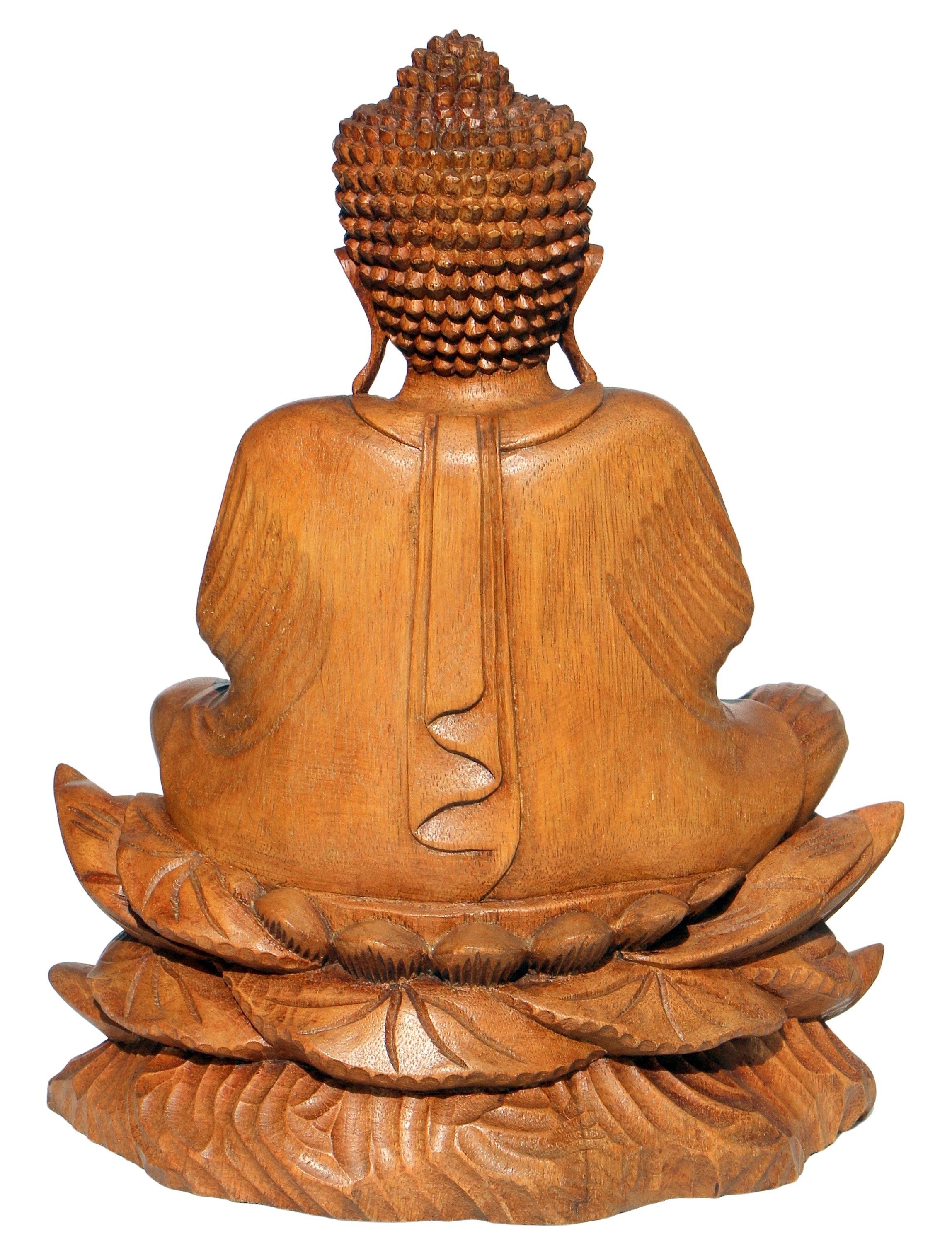 Wogeka Buddhafigur Meditation Buddha Lotus Mönch Holz-Figur Feng Shui