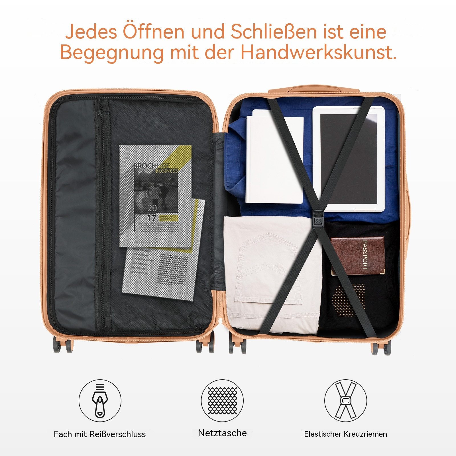 LALAHO Trolleyset Koffer set (M,L,XL) Rollkoffer, 4 Rollen, Handgepäck mit 360° Rollen, Teleskopstange, Schwarz
