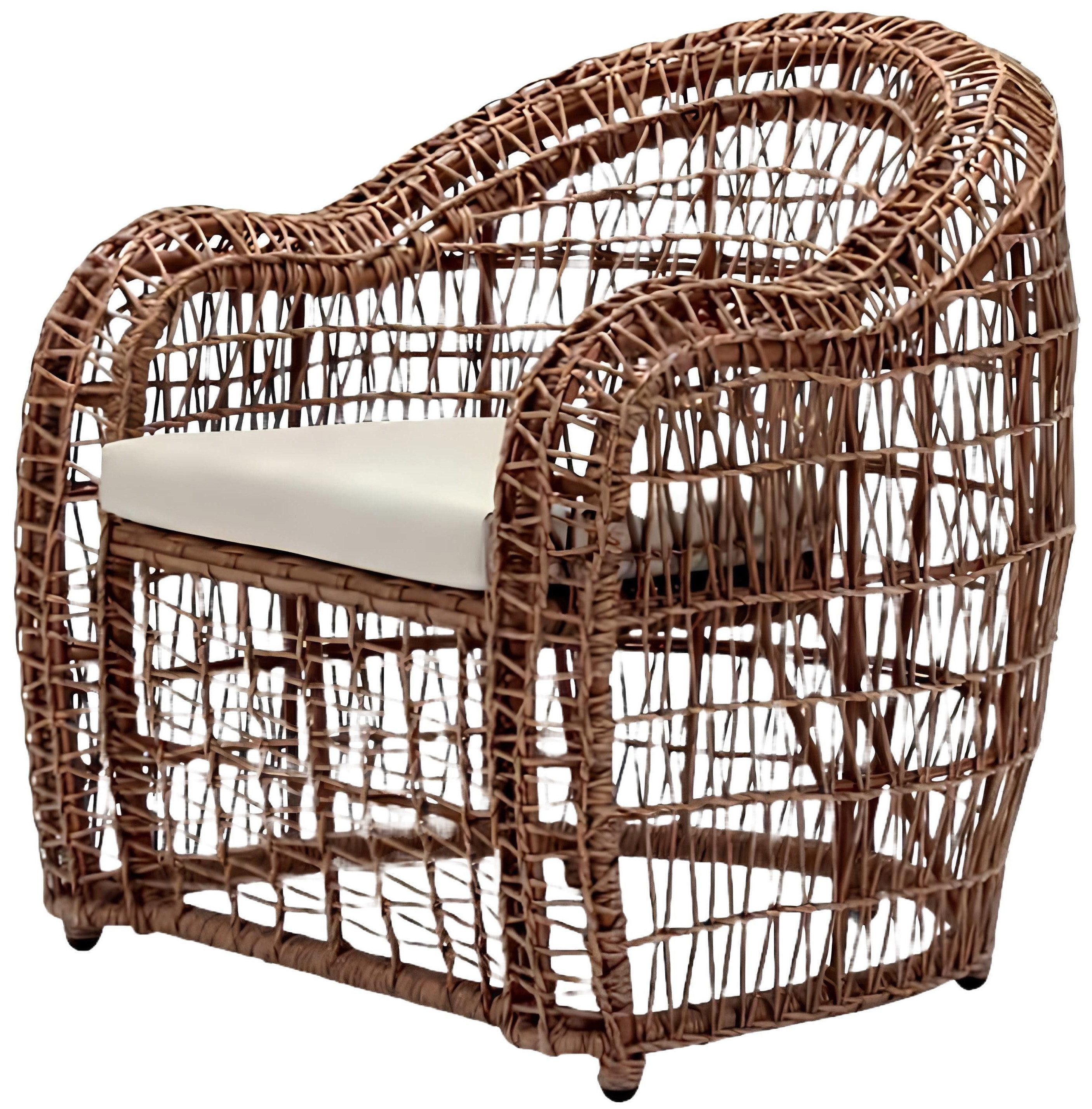 Xlmoebel Gartensessel Rattan-Sessel in Braun mit modernem Design und gemütlicher Polsterung (Sessel), Hergestellt in Europa