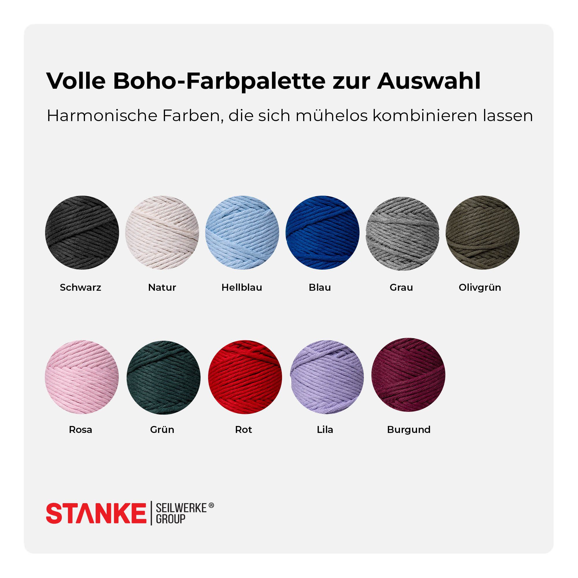 STANKE Makramee Garn 3mm 100 m Farbe Schwarz - Baumwollgarn für Boho Bastelgarn, 100 m (100m Rolle, 1-St., 100m Rolle), DIY, Körbchen, Traumfänger für Untersetz – Bild 4 von 5