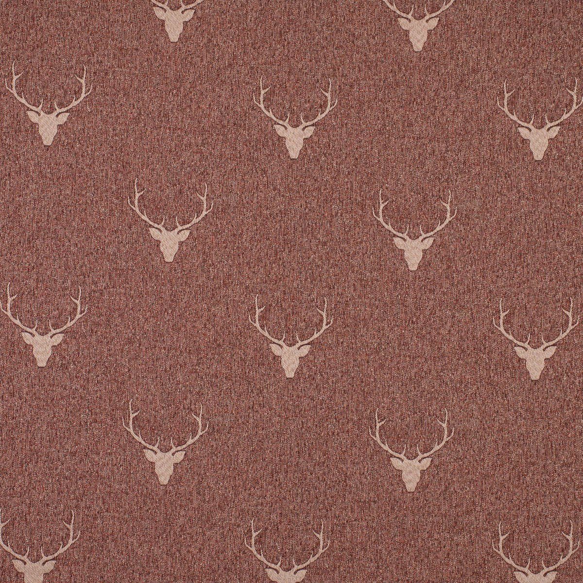 SCHÖNER LEBEN. Tischläufer Jacquard Hirschkopf Geweih rotbraun beige, handmade