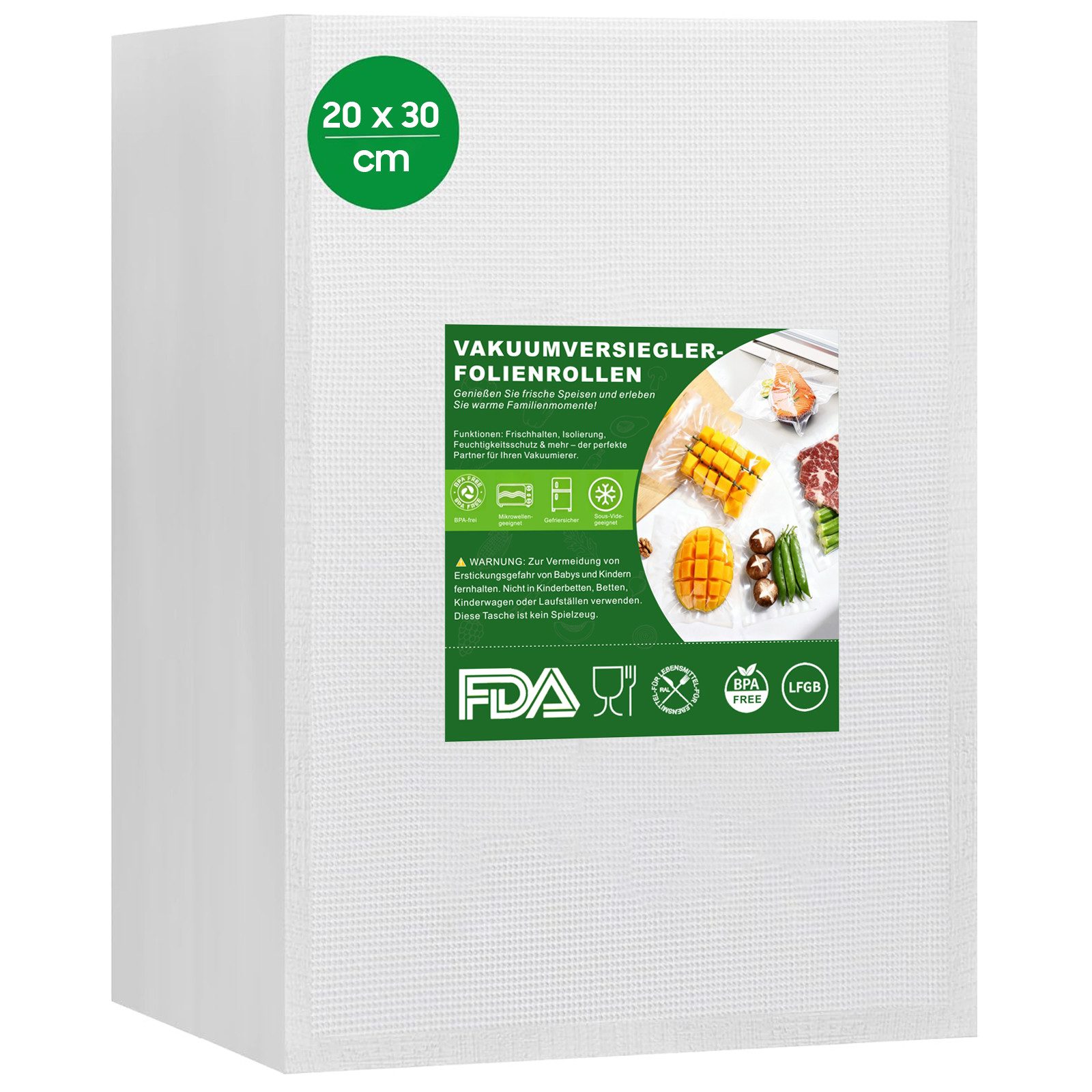 SURFOU Vakuumierbeutel Vakuumierbeutel 20x30 cm, 100 Beutel Vakuumbeutel für Lebensmittel, Profi-Folienbeutel für alle Vakuumierer und Sous Vide Geeignet