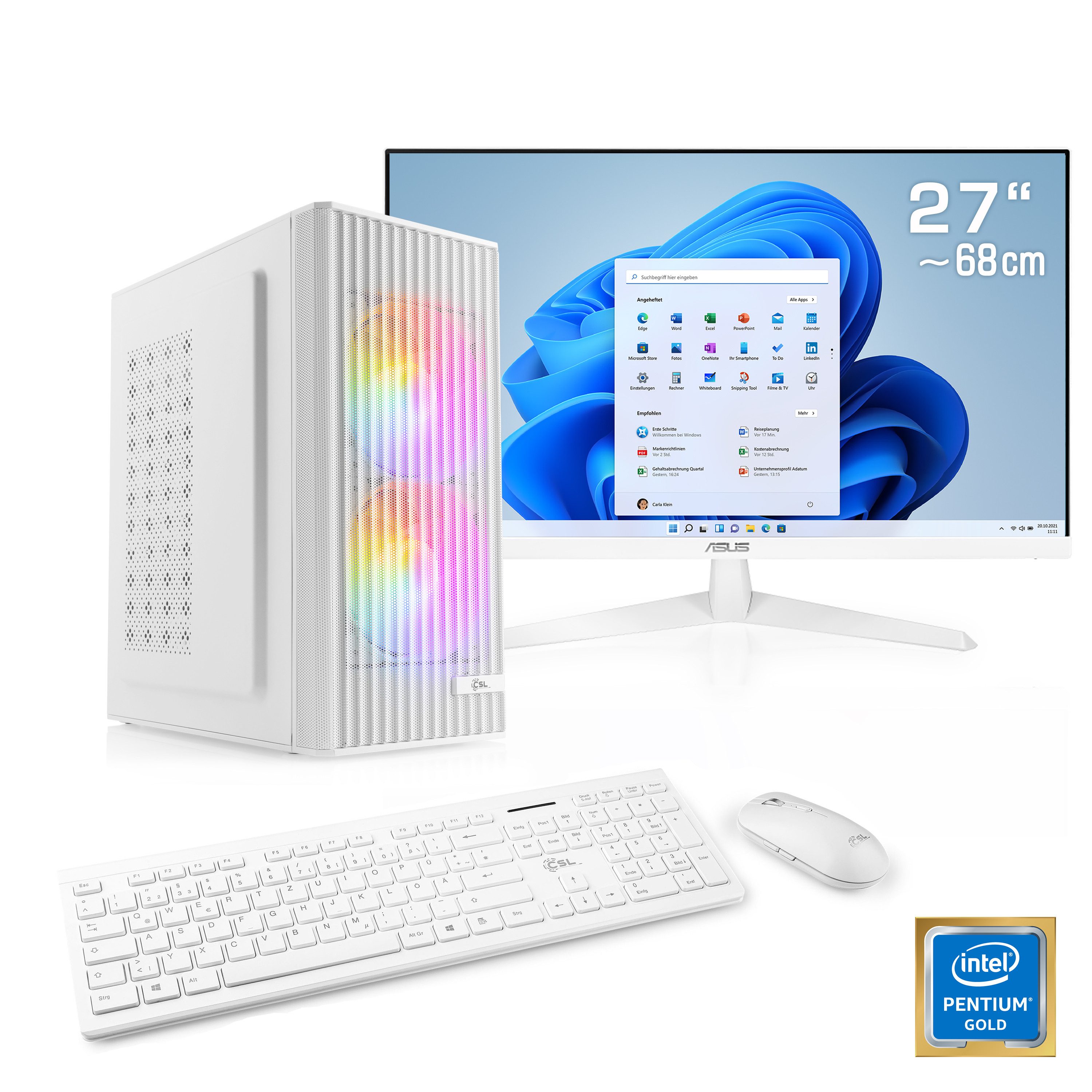 CSL Spectrum V24561 PC-Komplettsystem (27", Intel® Pentium Gold G7400, 32 GB RAM, 1000 GB SSD)