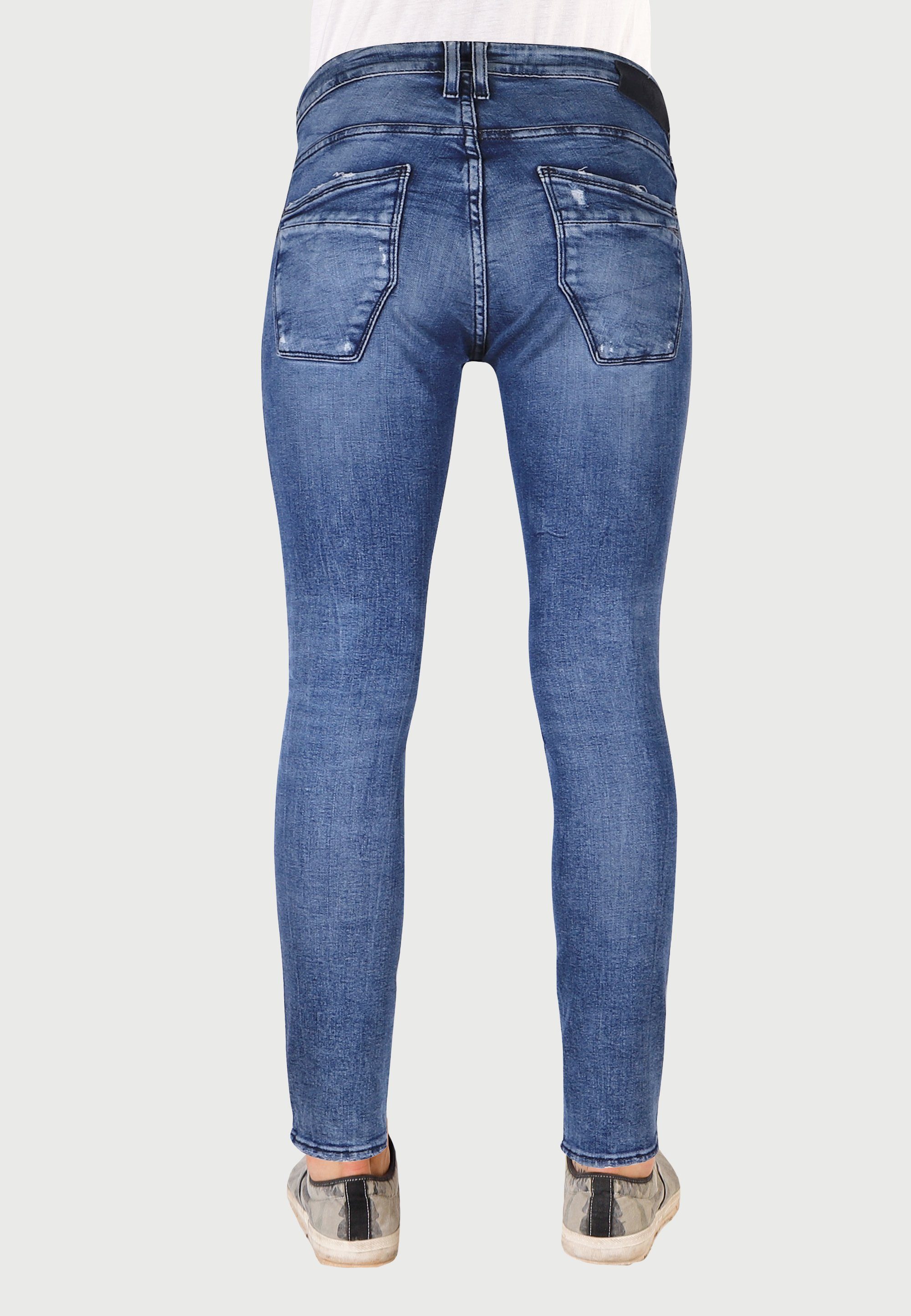 Used-Look Des Slim-fit-Jeans im Temps modischen Cerises Le