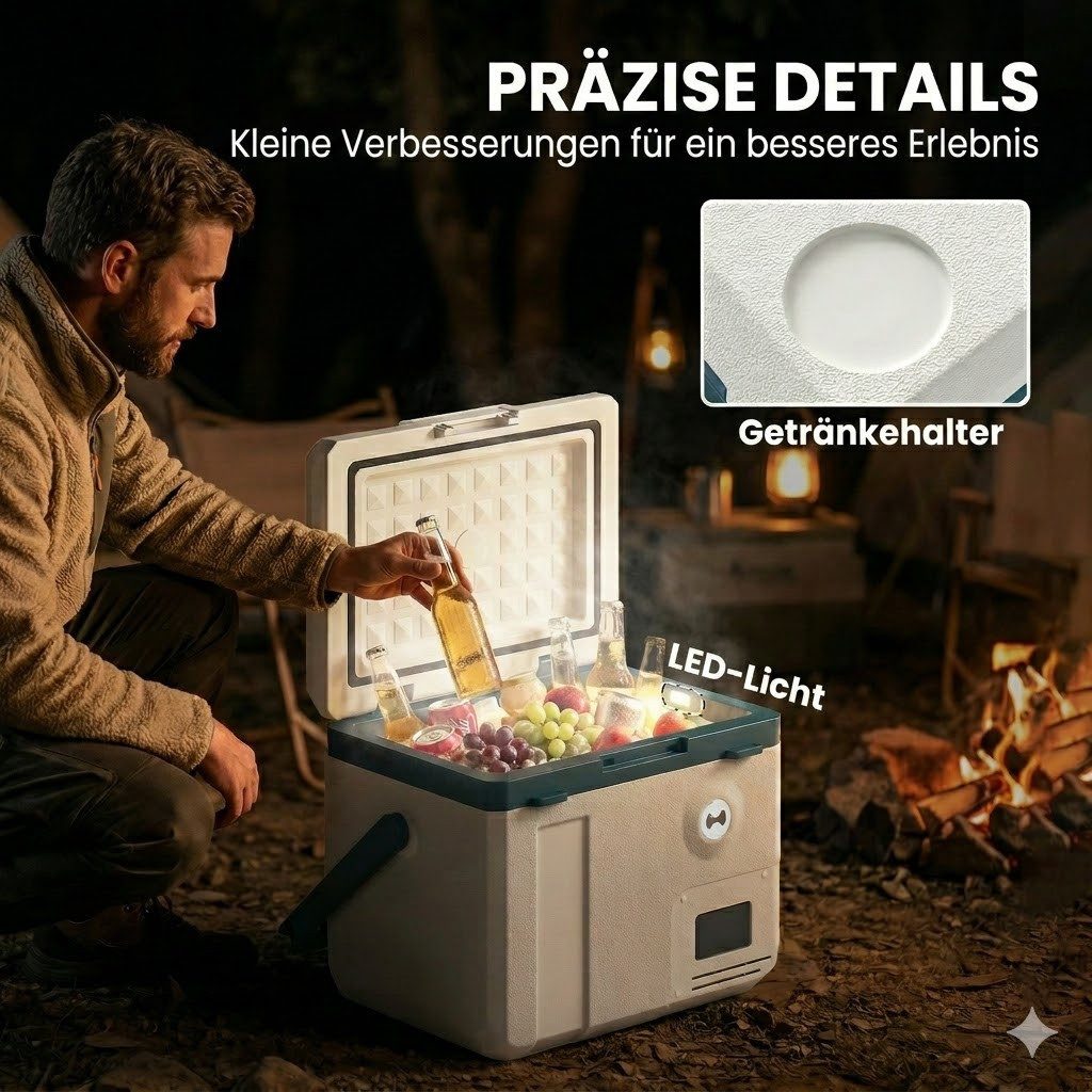 kowdom Kühlbox Kompressor-Kühlbox 19,2 L, -20°C, Bluetooth, 12V/230V, weiß, 19 l, 19,2 L, Kompressor, -20°C, Bluetooth App, 12V/230V