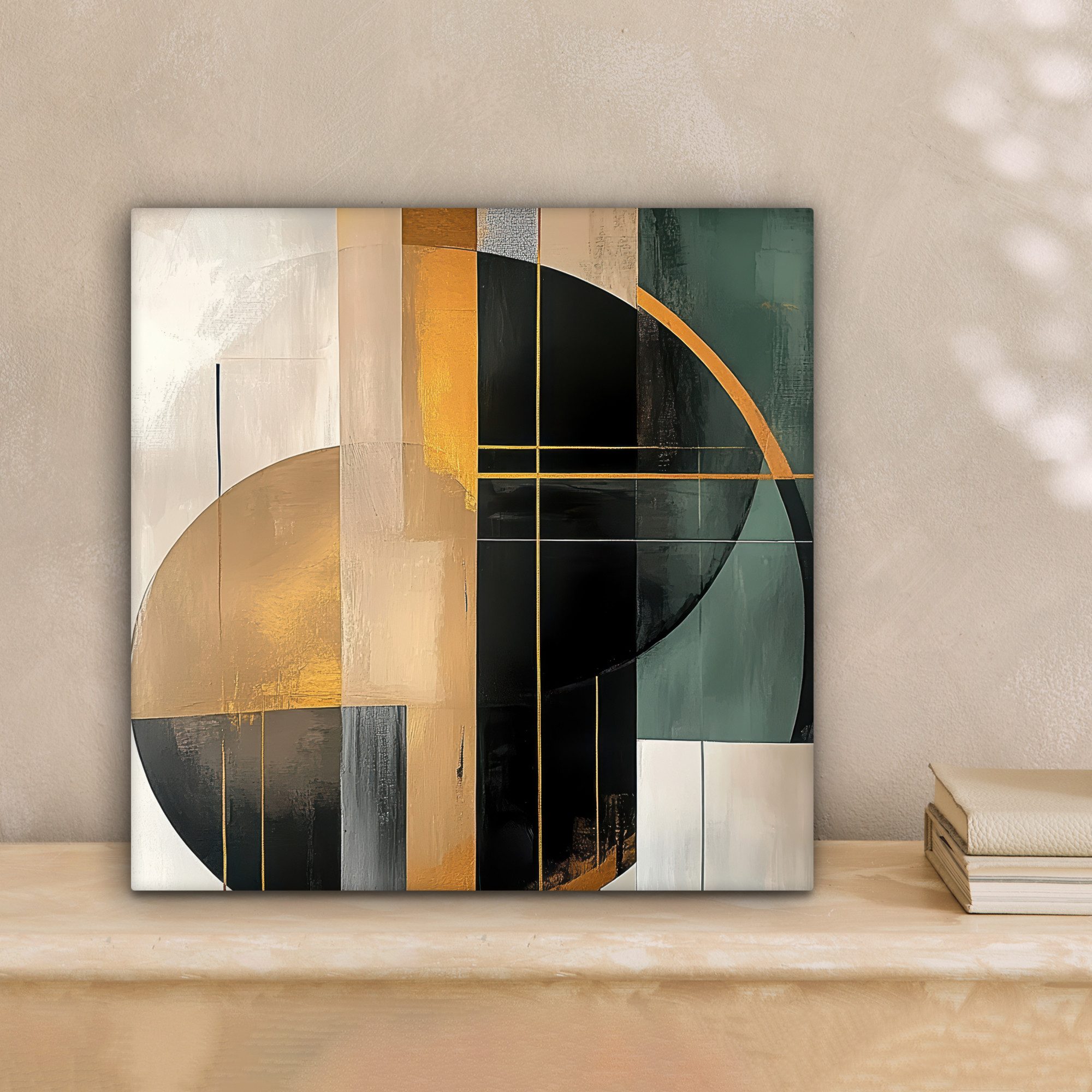 OneMillionCanvasses® Leinwandbild Abstrakt - Gold - Bronze - Grün - Formen günstig online kaufen