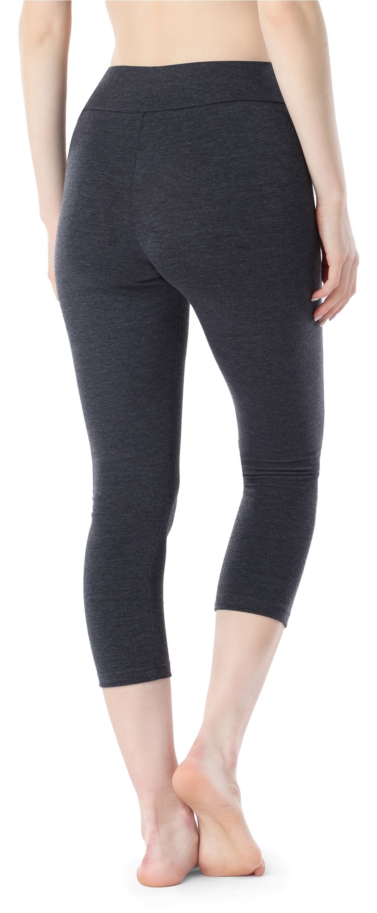 Merry Style elastischer Dunkelmelange Leggings Bund (1-tlg) 3/4 aus Leggings MS10-430 Damen Baumwolle Capri