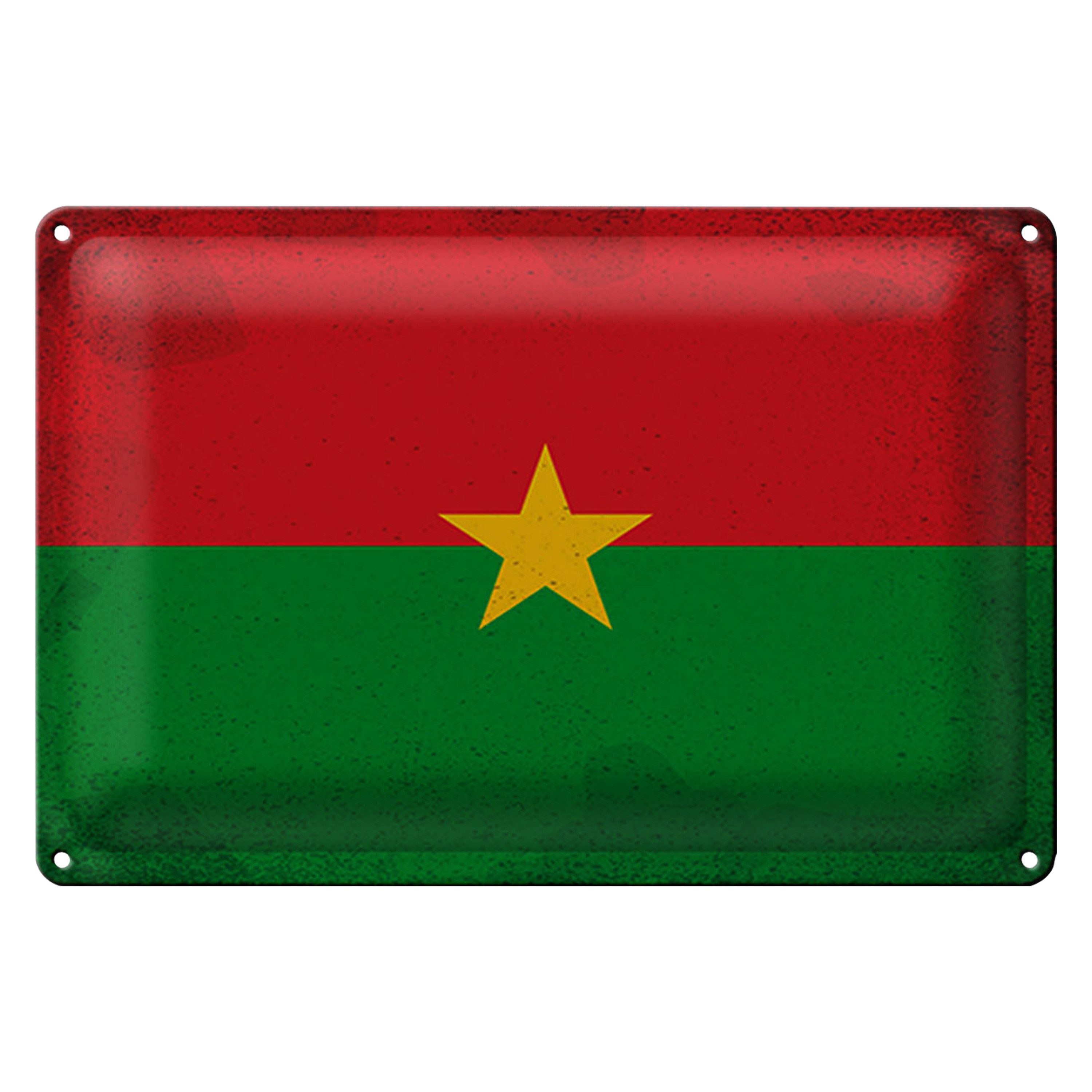 Metallschild Flagge Burkina Faso 18x12cm Flag Vintage