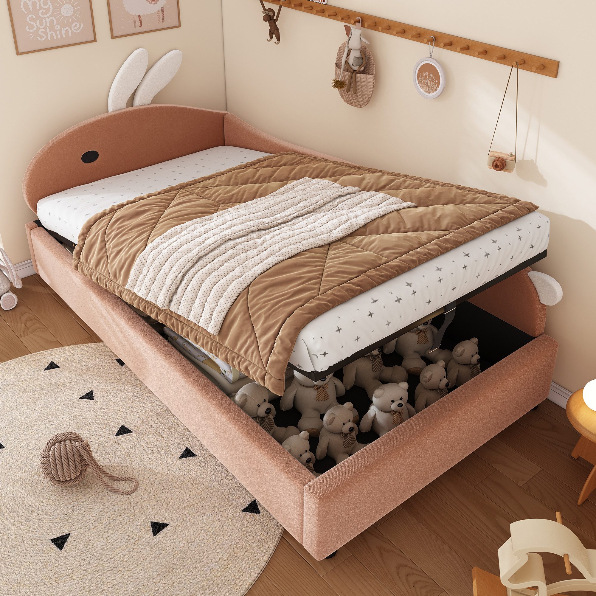 Flieks Polsterbett, Hydraulisches Kinderbett 90x200cm mit günstig online kaufen