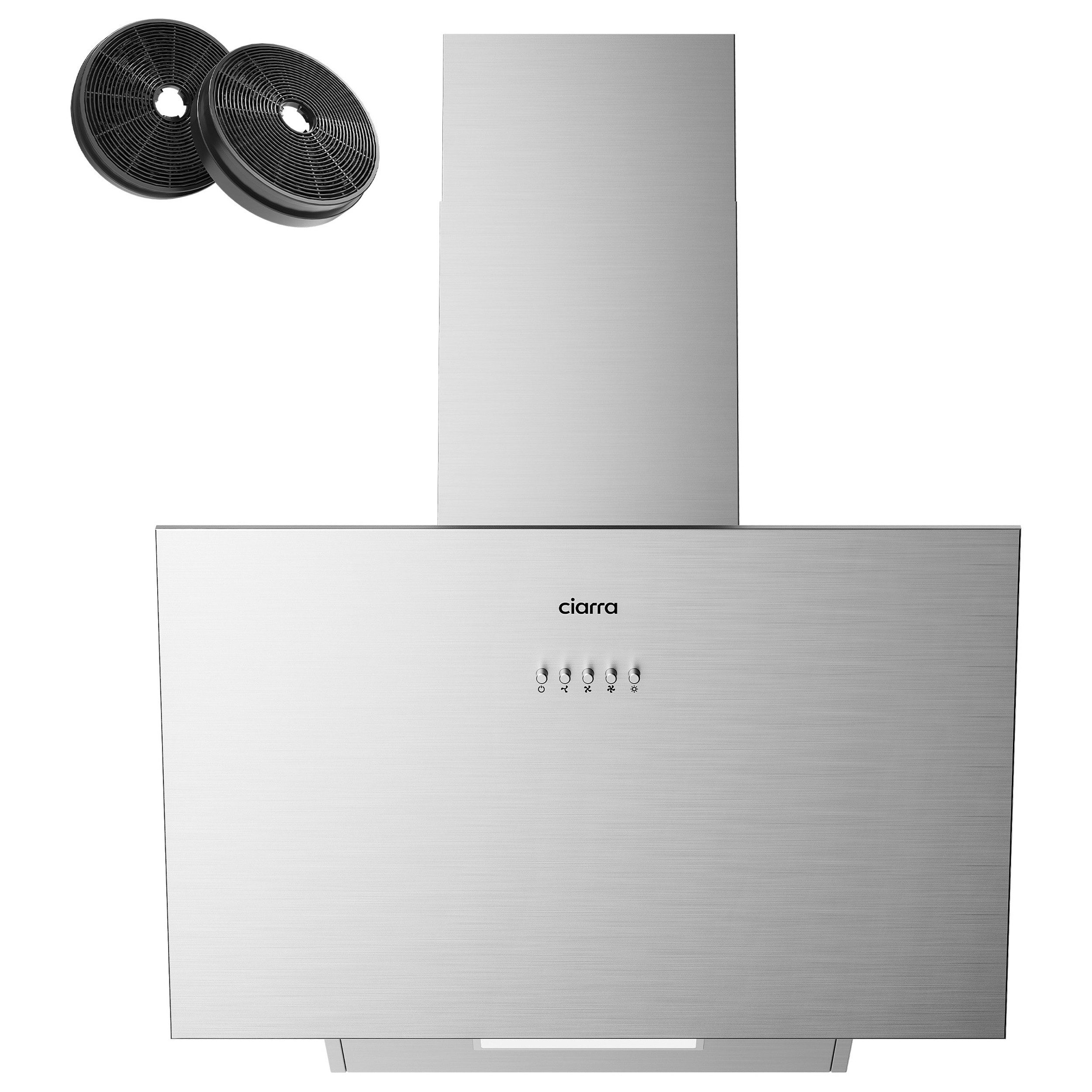 CIARRA Kopffreihaube 60 cm Dunstabzugshaube A+++ 674 m³/h starke Saugleistung VM6762AS 60 cm Dunstabzugshaube A+++ 674 m³/h starke Saugleistung VM6762AS, Leise Schräghaube mit Aktivkohlefiltern & Fettfiltern, Umluft & Abluft