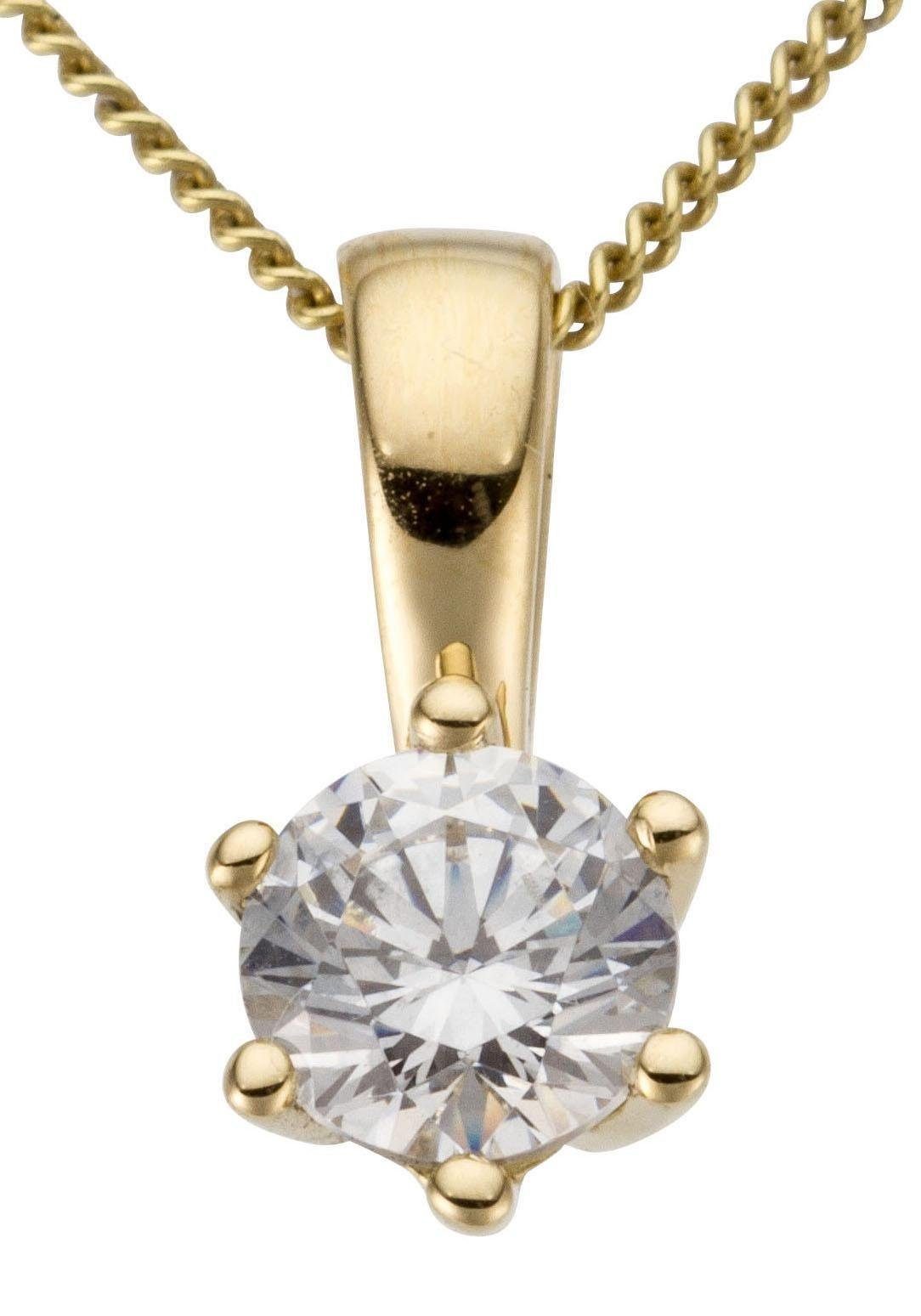Firetti Kettenanhänger Schmuck Geschenk Gold 750 Halsschmuck Anhänger Halskette Solitär, mit Brillant in Krappenfassung