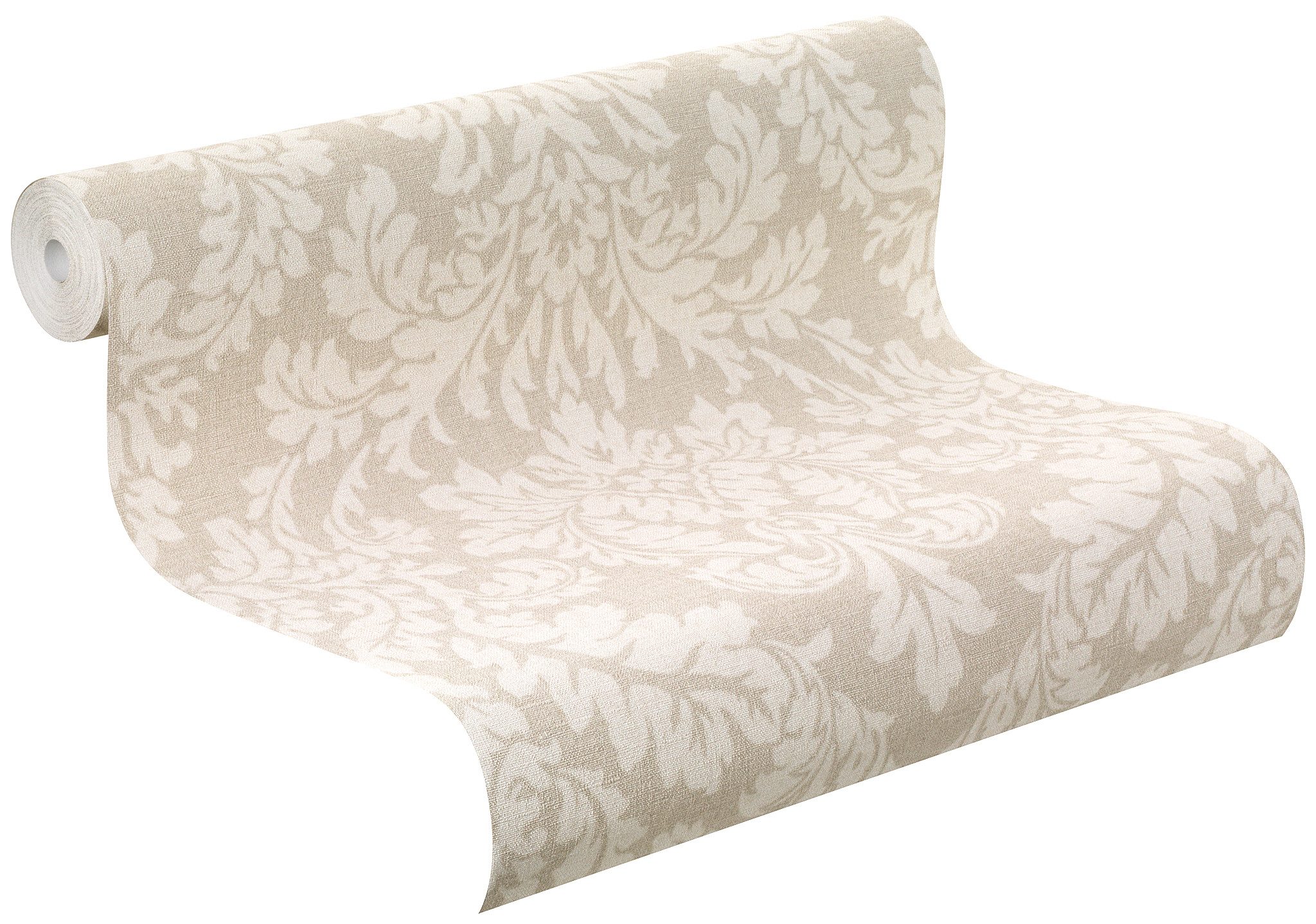Rasch Vliestapete Ornamente - Vinyltapete Beige Creme, Textiloptik, (1 Rolle, 1 St., 10,05 m x 0,53 m), gute Lichtbeständigkeit, feucht abwischbar, restlos abzi – Bild 4 von 5