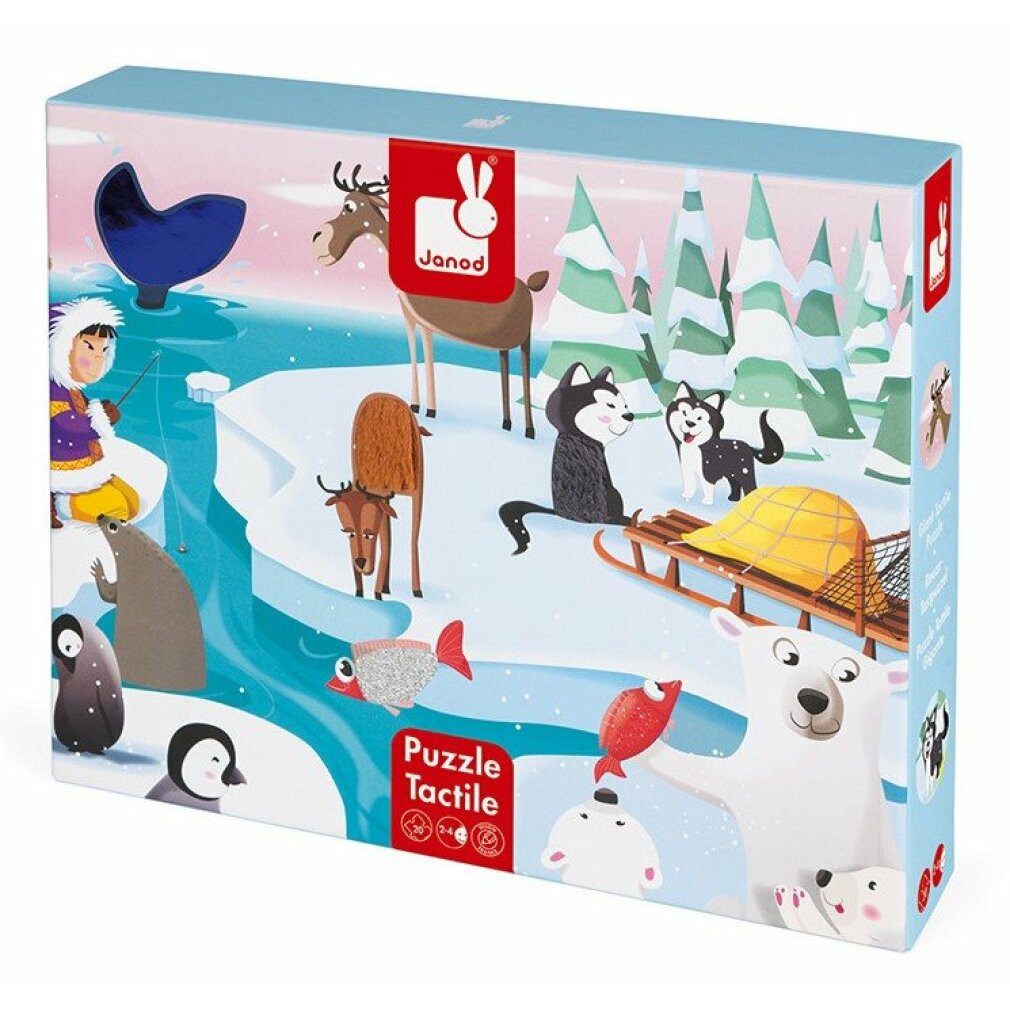 Janod Puzzle Taktiles Puzzle Leben auf Eis 20 Teile, Puzzleteile