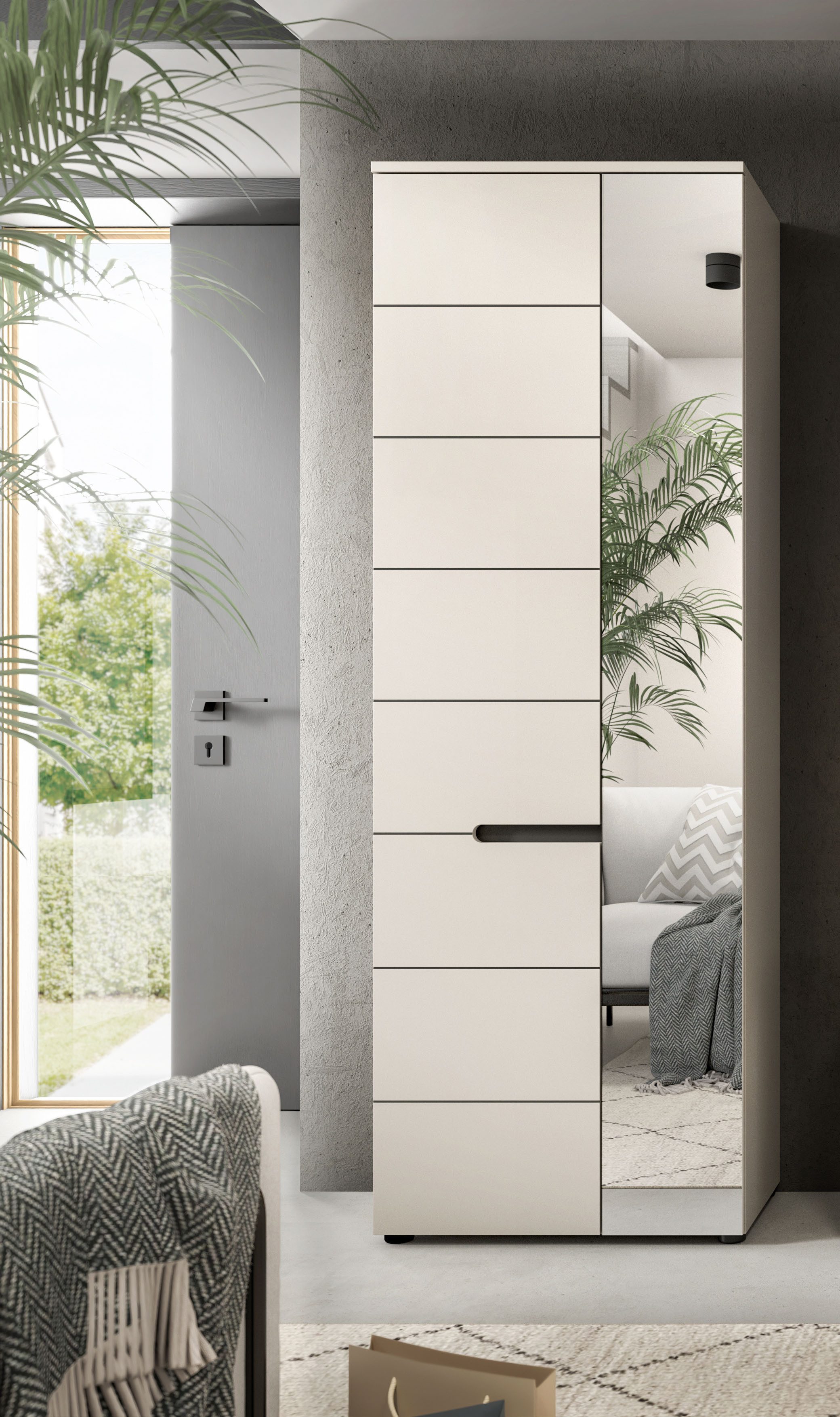 Home affaire Garderobenschrank REHAT, TOPSELLER!, Höhe 190cm, 2 Türen, 6 Fächer, 1 Kleiderstange (1-St., in verschiedenen Farben erhältlich) Garderobe, Flurschrank, Dielenschrank, Kleiderschrank, Garderobenmöbel