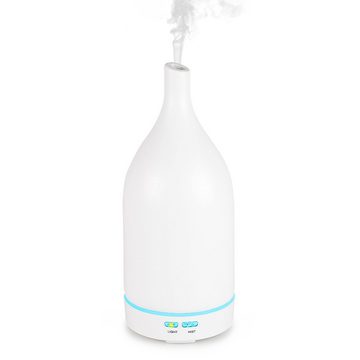 Hyrican Luftbefeuchter Aroma Ultraschall Luftbefeuchter/Diffuser mit Keramikabdeckung, 0,1 l Wassertank, 100 ml antibakterieller Wassertank, 7 Farben-LED-Beleuchtung, weiß