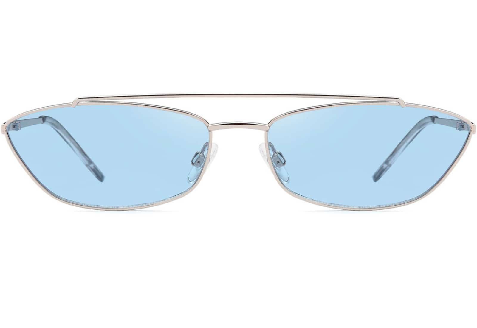 silber-hellblau Sonnenbrille Damen und (1-St) mit Eyewear BEZLIT Sonnenbrille Rundglas silber-verspiegelt Designer rosa-grün, schwarzen,