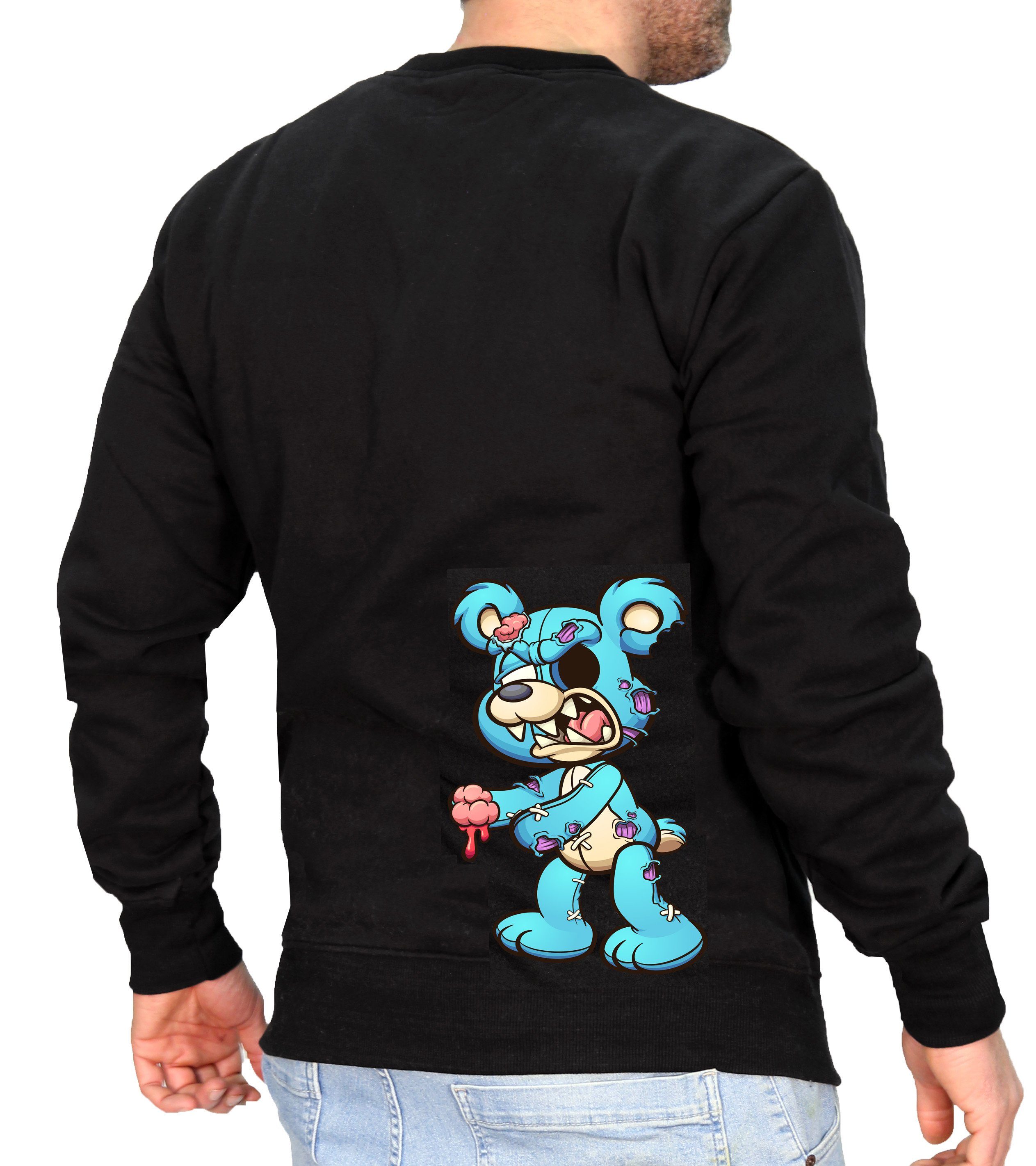 RMK Rundhalspullover Herren Pullover Langarmshirt Sweatshirt Pulli mit Cartoon Motiv