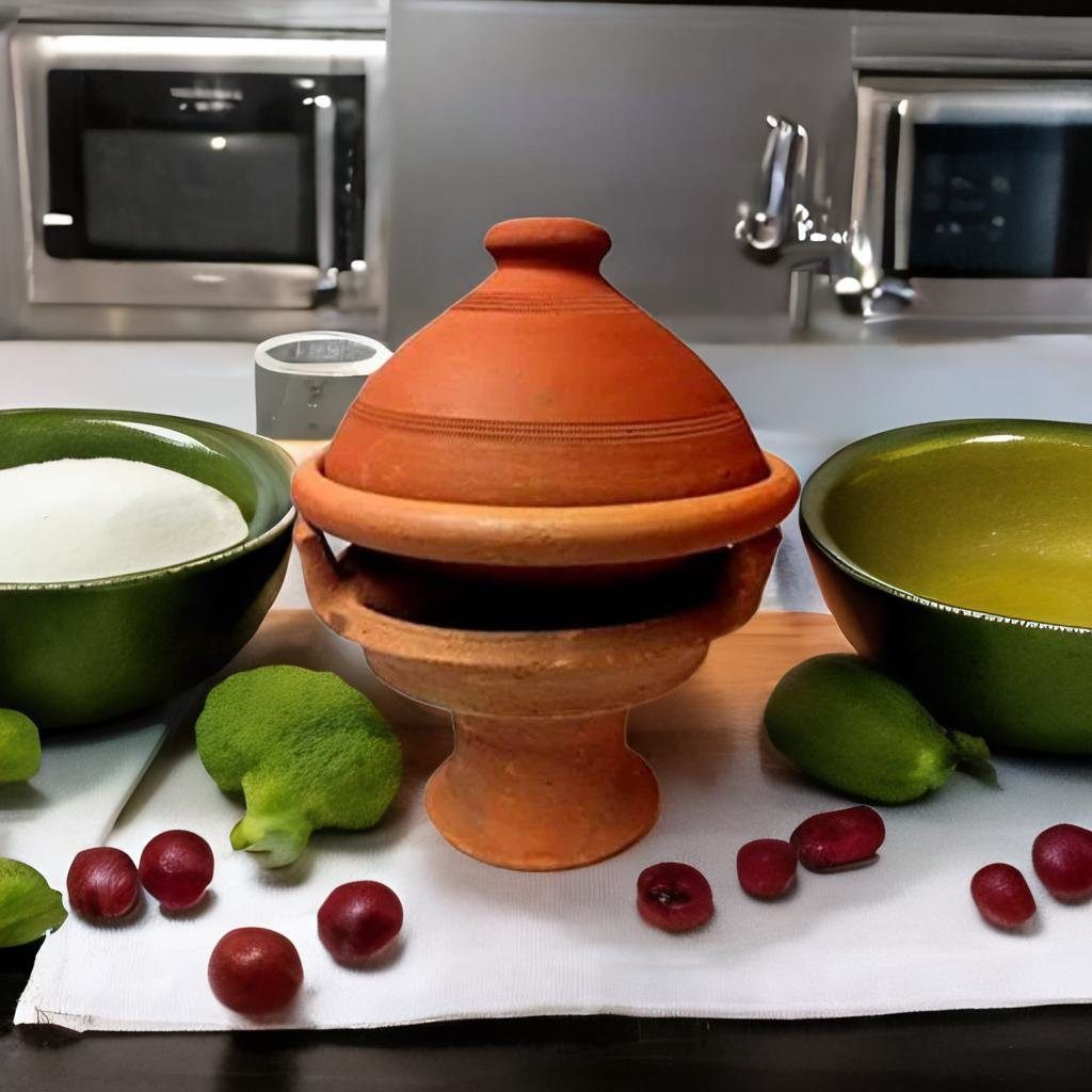 Marrakesch Orient & Mediterran Interior Dampfgartopf Marokkanische Tajine Tuareg - 25cm, inkl Stövchen, Lehm (1-tlg), Handarbeit