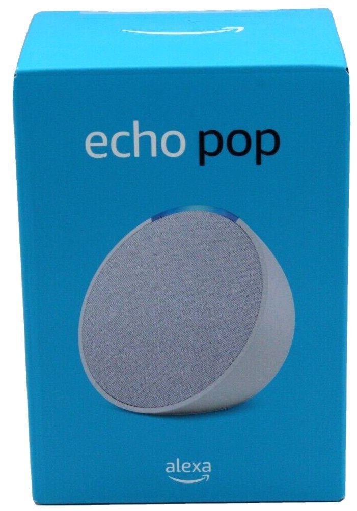 Amazon Echo Pop Speaker Smart & Weiß Lautsprecher Smarter 15 Sprachsteuerung, Kompakter voller (WiFi), Bluetooth WLAN Alexa mit Klang, Bluetooth, 2023 (WLAN Energiesparmodus) W