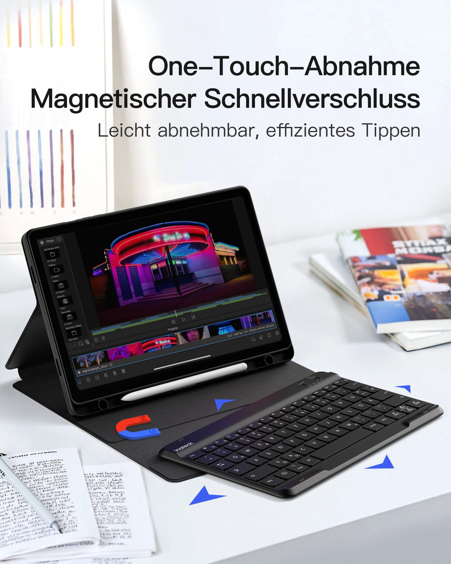 Inateck Hülle mit Tastatur für Samsung Galaxy Tab А9+/A9 Plus 11Zoll 2023 Tablet-Tastatur (Abnehmbare, Rundum-Schutz)