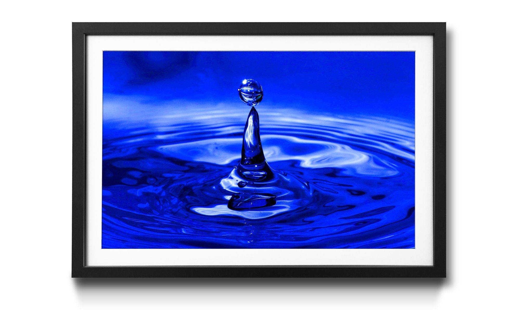 WandbilderXXL Bild 4 Wassertropfen, Blue Wandbild, Größen erhältlich in mit Drop, Rahmen
