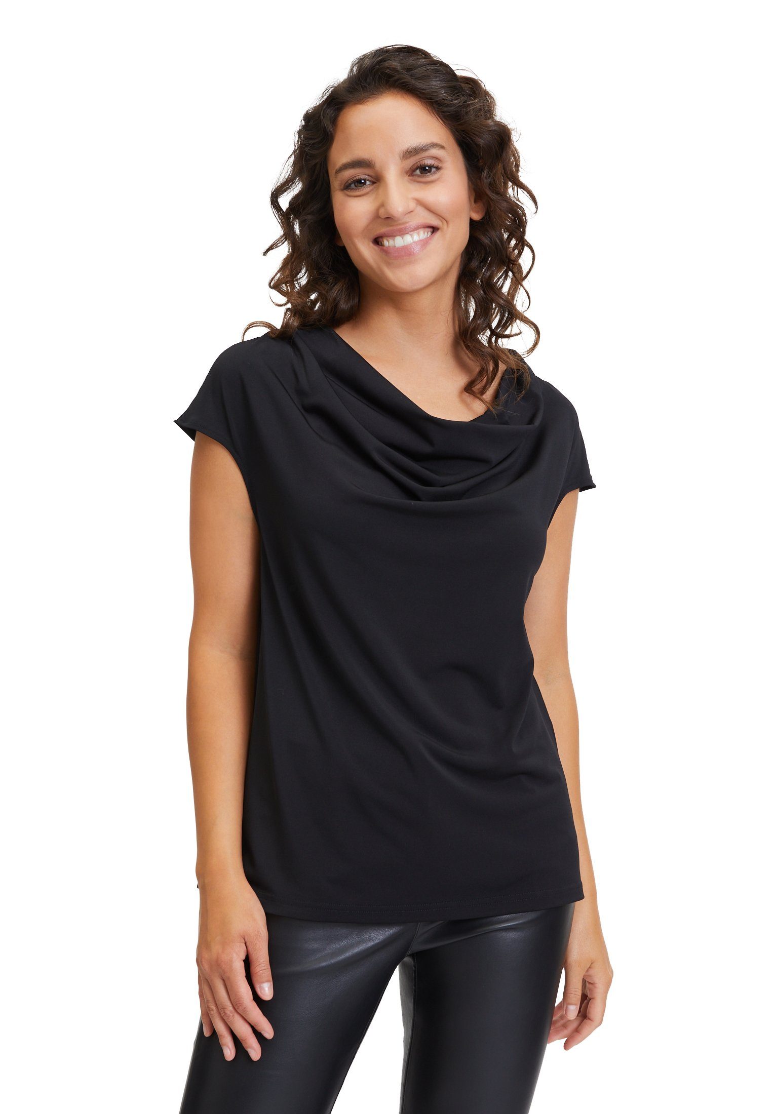 Betty Barclay T-Shirt mit Wasserfallausschnitt (1-tlg) Material Schwarz