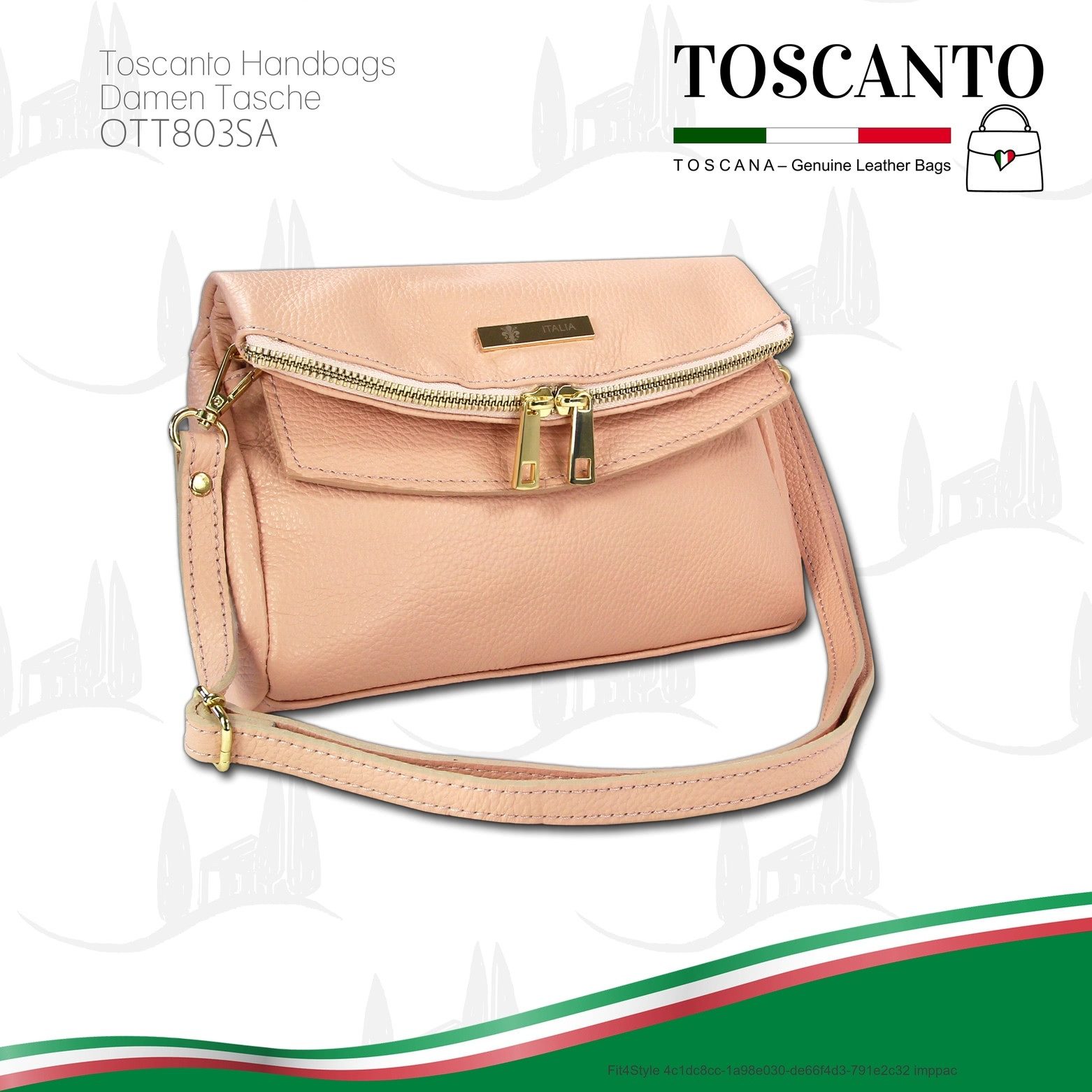 Toscanto Clutch Toscanto Damen Schultertasche Clutch (Clutch, Clutch), Damen Tasche Echtes Leder rosa, Made-In Italy