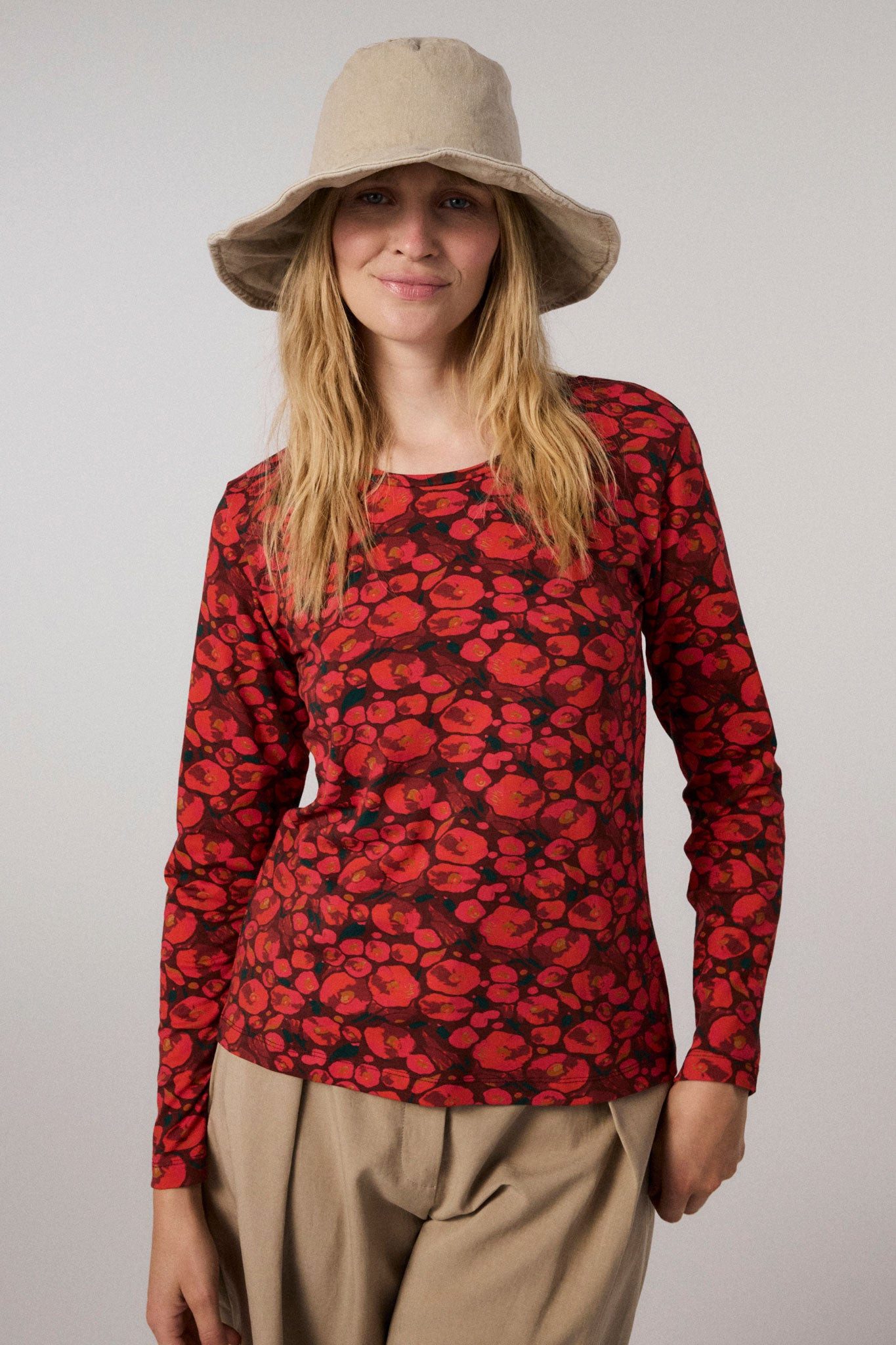 Himalaya Clothing Langarmshirt Damen Oberteil mit floralem Allover-Print - Langarmshirt aus Viskose Weiches Longsleeve in fließender Qualität