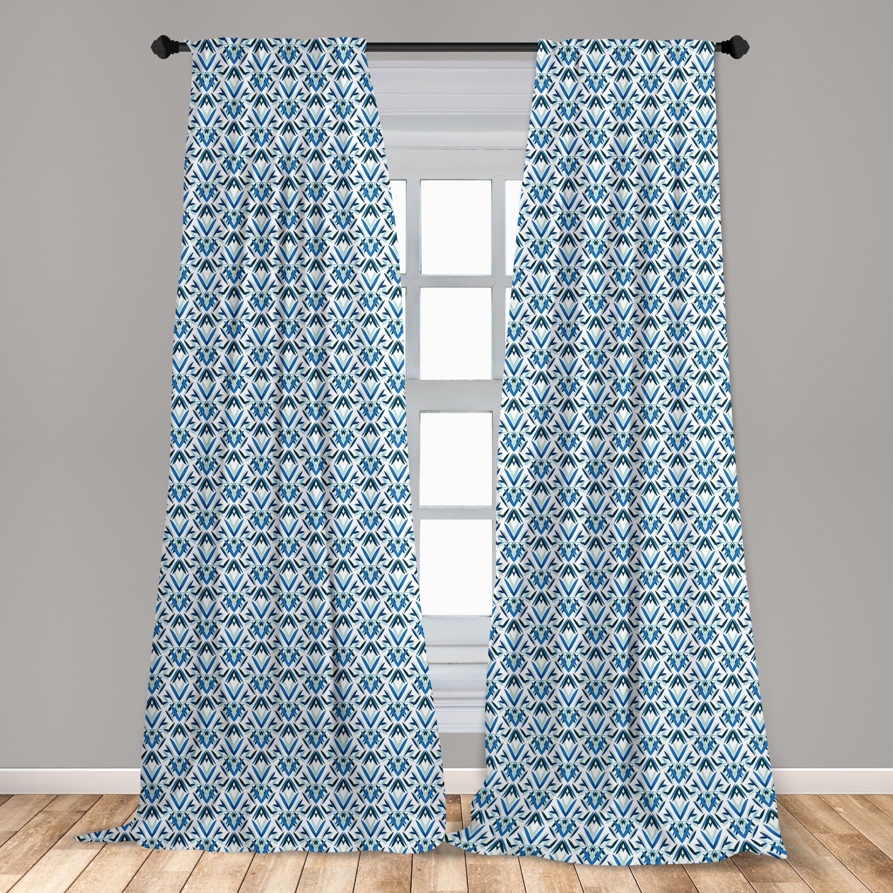 Dekor, Gardine für Vorhang Blau Grün Abakuhaus, Abstrakt Wohnzimmer Microfaser, Schlafzimmer Form-Muster