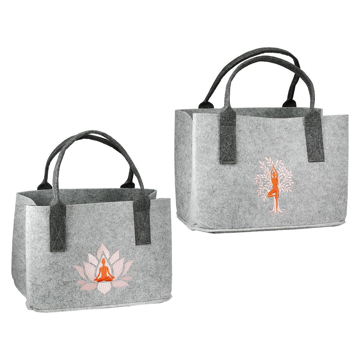 GILDE Shopper 2er Set Filztaschen Namaste mit Lebensbaum- und Lotusmotiv (2-tlg)