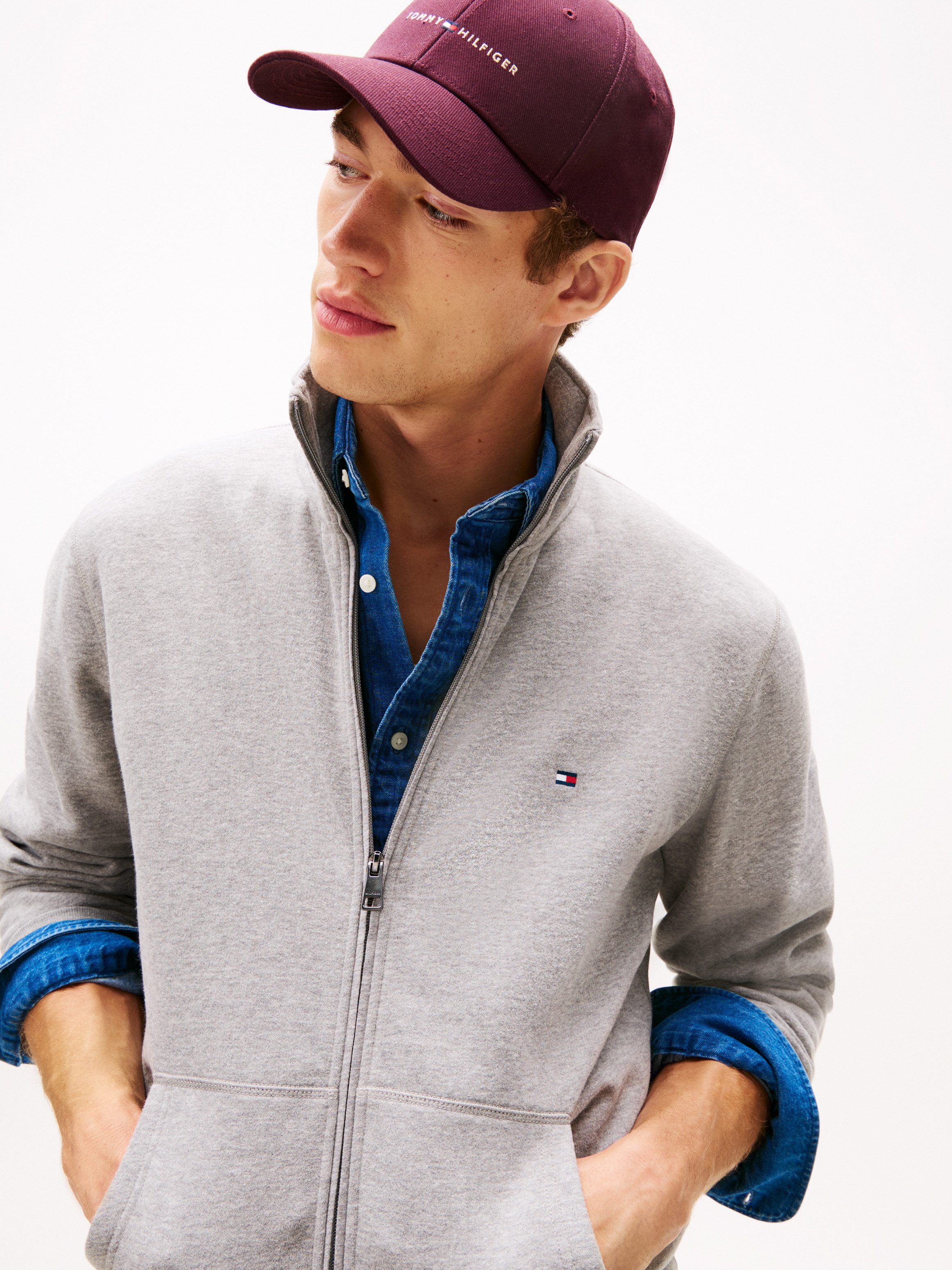 Tommy Hilfiger Sweatjacke ESSENTIAL FLEECE STAND COLLAR mit Stehkragen, reg günstig online kaufen