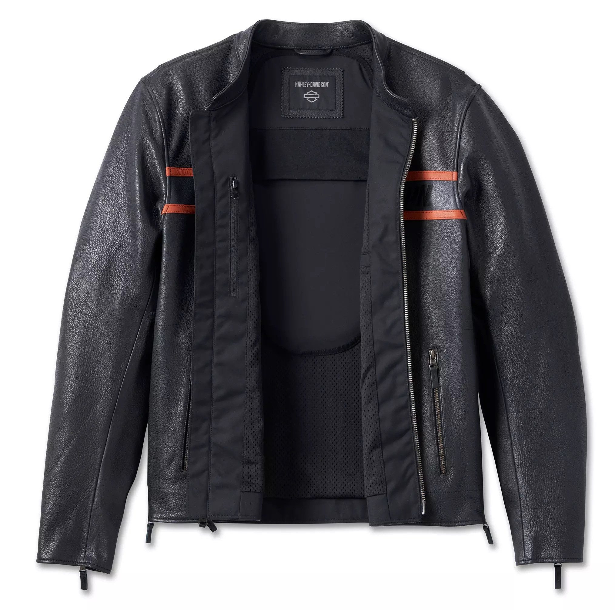 HARLEY-DAVIDSON Motorradjacke Victory Lane II Herren Lederjacke Biker mit Protektoren für Männer Bewegungsfreiheit am Rücken. Vorgeformte Ärmel.
