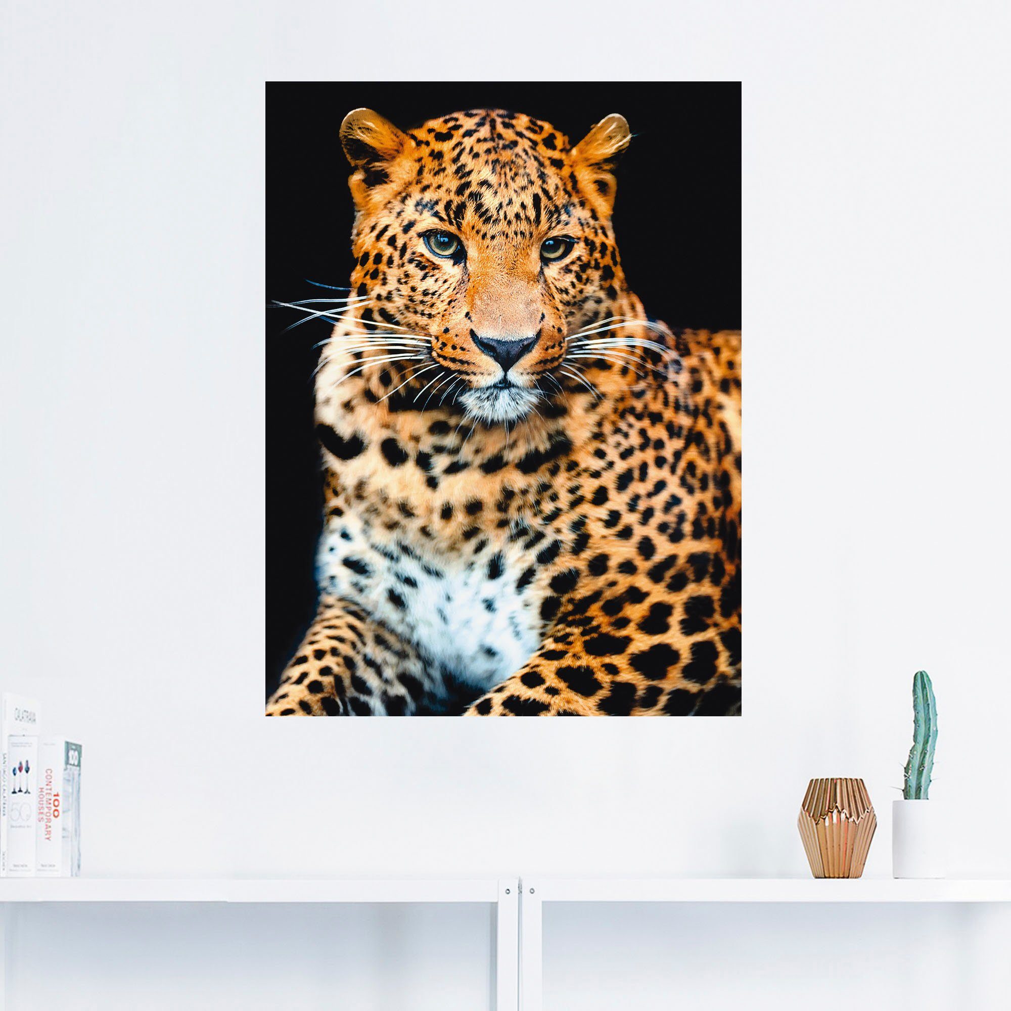 (1 Poster Wandbild St), Größen Alubild, Wildtiere oder Leopard, versch. wilder Leinwandbild, Wandaufkleber als Wütender Artland in