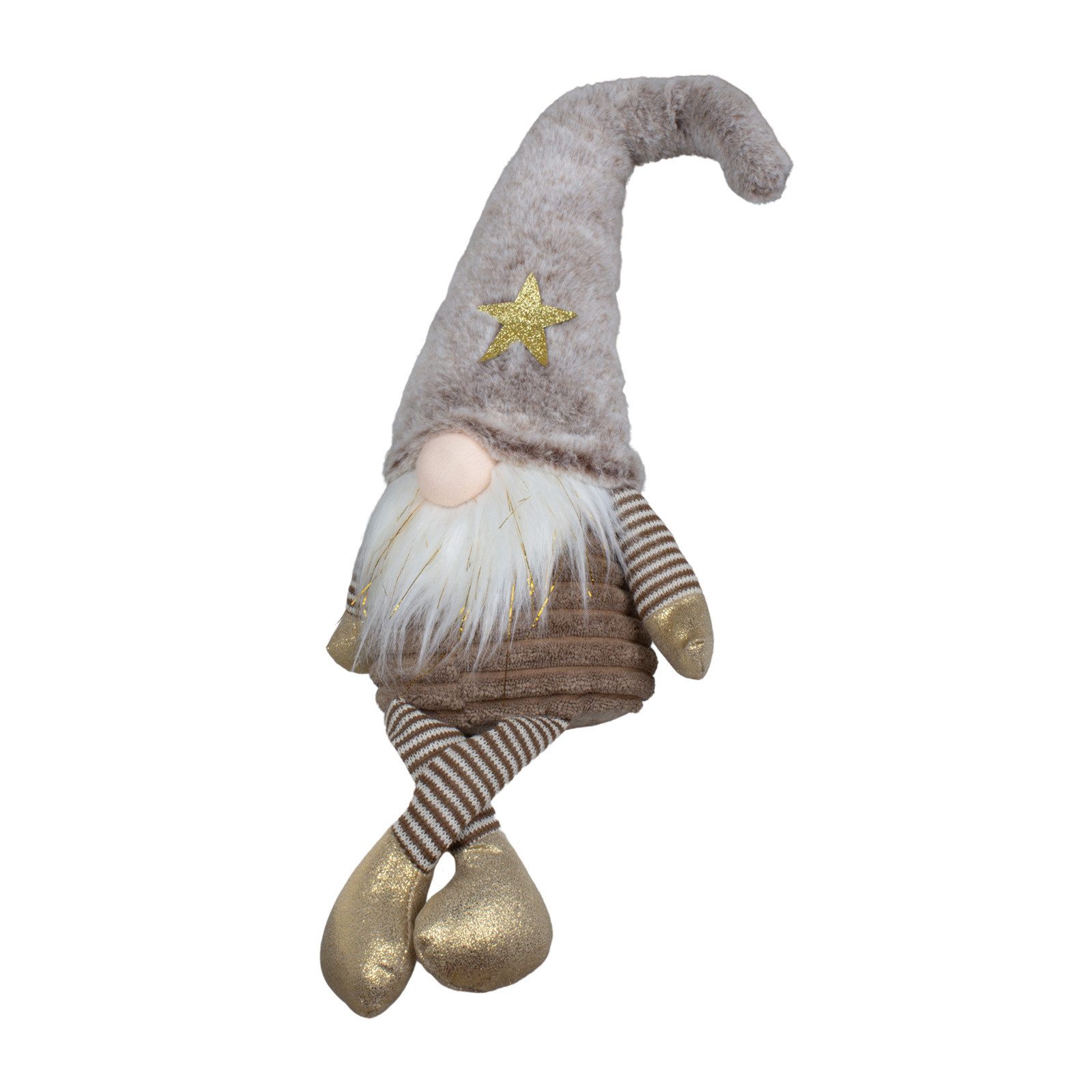 Christmas Paradise Weihnachtsfigur Wichtel 54cm Kantenhocker (1 St., Kantenhocker), Gnom sitzend, braun-gold