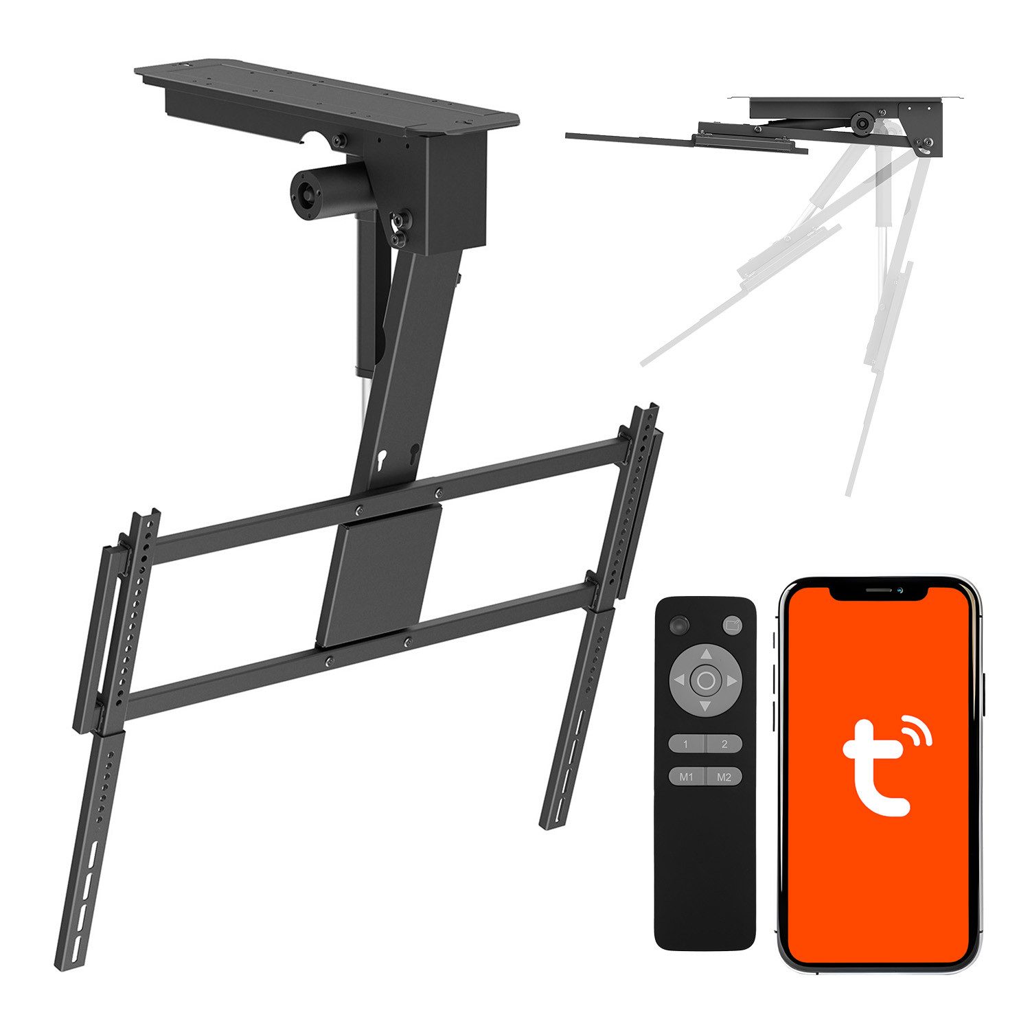 Maclean TV-Deckenhalterung MC-176 T Elektrische Deckenhalterung für Fernseher von 43 bis 86 Zoll, (bis 86 Zoll, Tuya-kompatibel, max. VESA 800x400)
