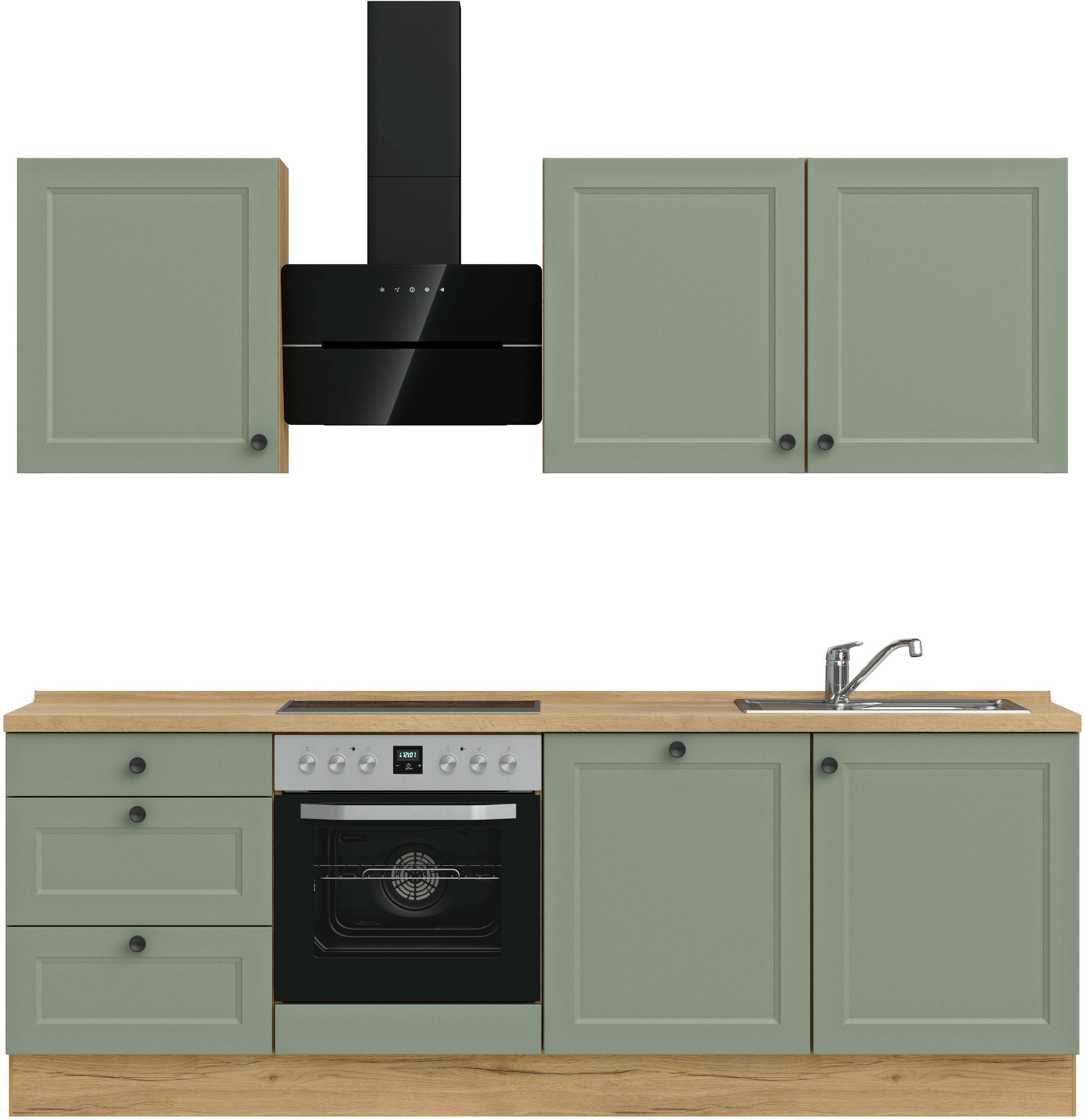 nobilia® Küchenzeile "Cascada II", NEU: individuell anpassbar mit gratis Profi-Beratung, vormontiert, Breite 240 cm, Ausrichtung wählbar, wahlw. mit E-Geräten