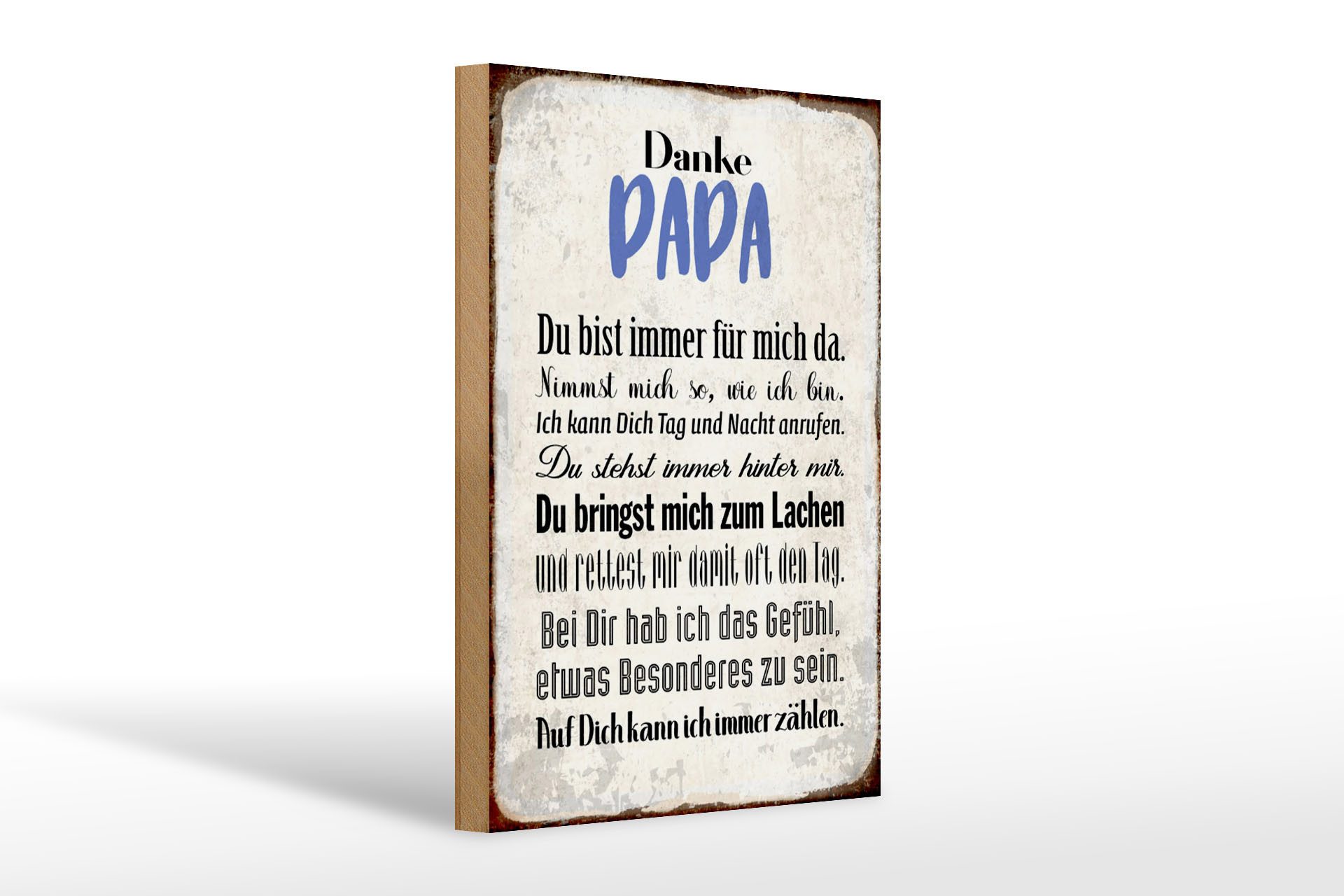 Holzbild Spruch 20x30cm Danke Papa du bist für mich da