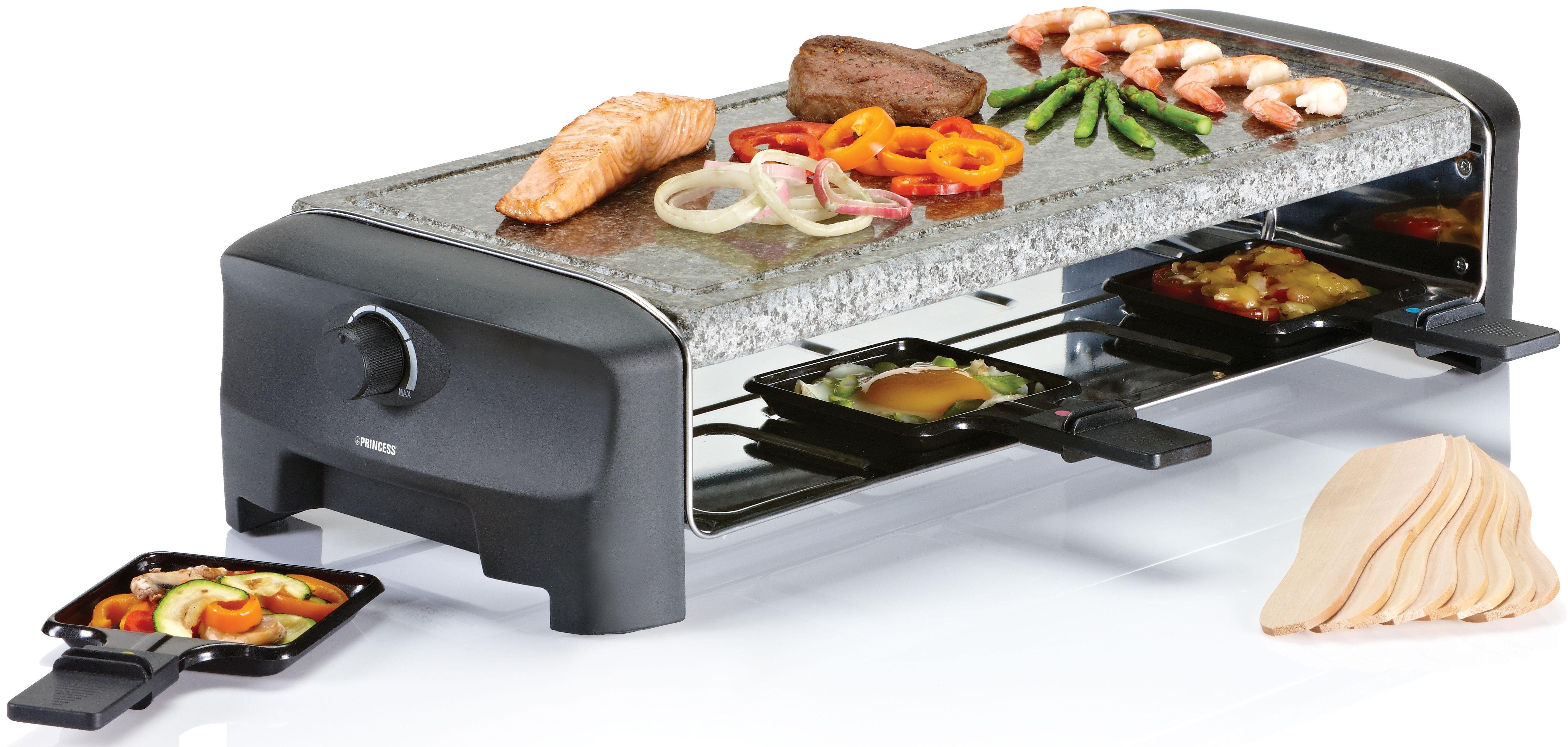 PRINCESS Raclette Stonegrillparty 162830, 1400 W Raclettepfännchen, 8