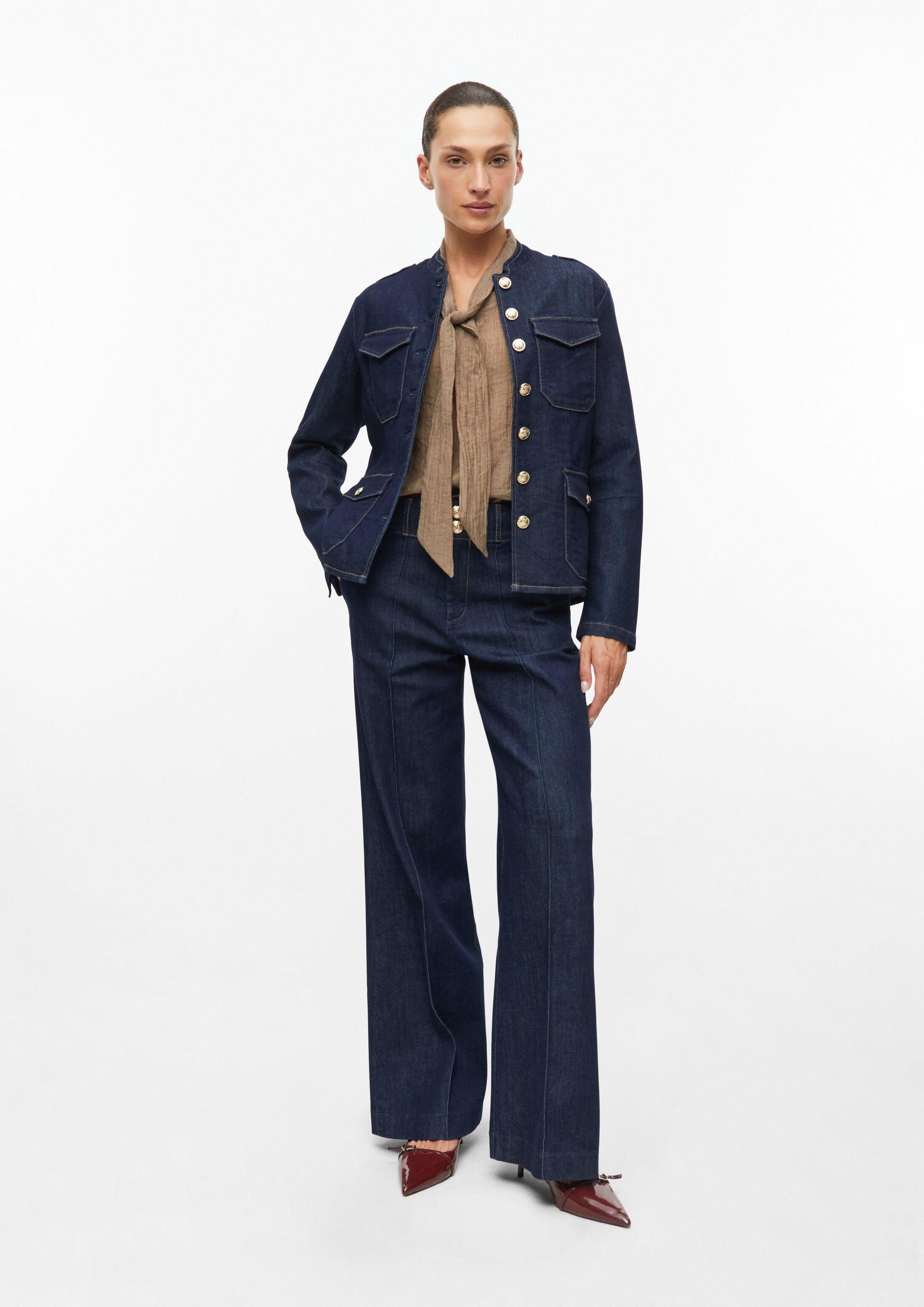 s.Oliver Langarmbluse Bluse Bluse mit Schluppen-Kragen und transparenter Optik – Bild 4 von 5