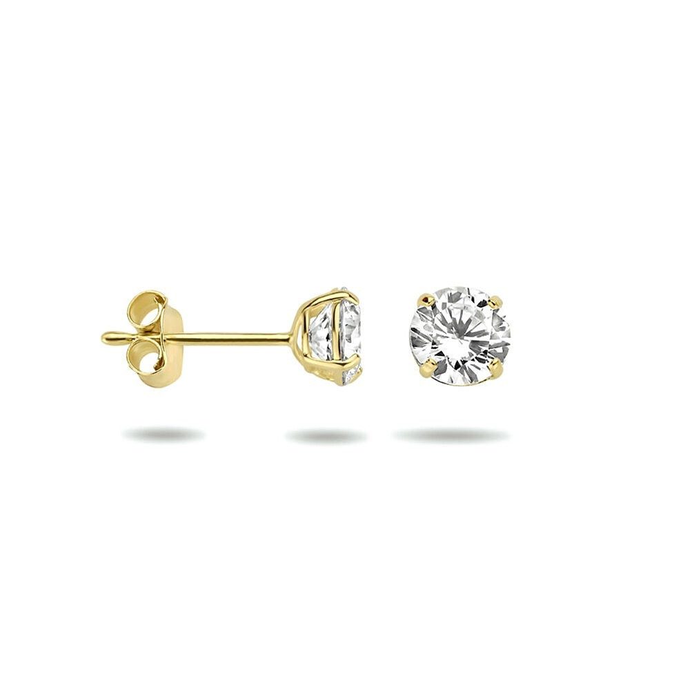 NICEANDnoble Paar Ohrstecker 375er Gelbgold Ohrstecker Zirkonia 5 mm