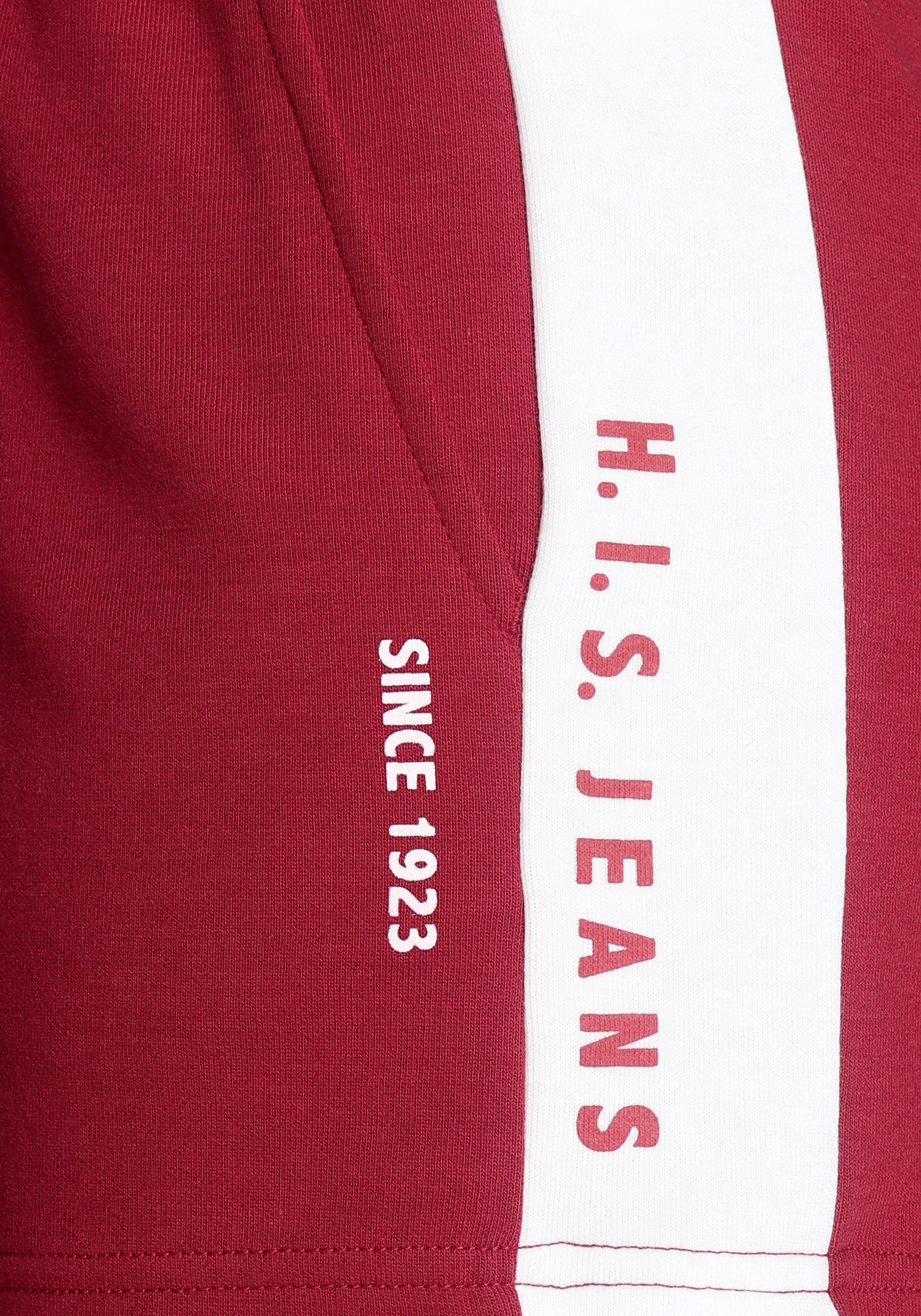 Logodruck und rot Shorts Seitenstreifen weißem mit H.I.S