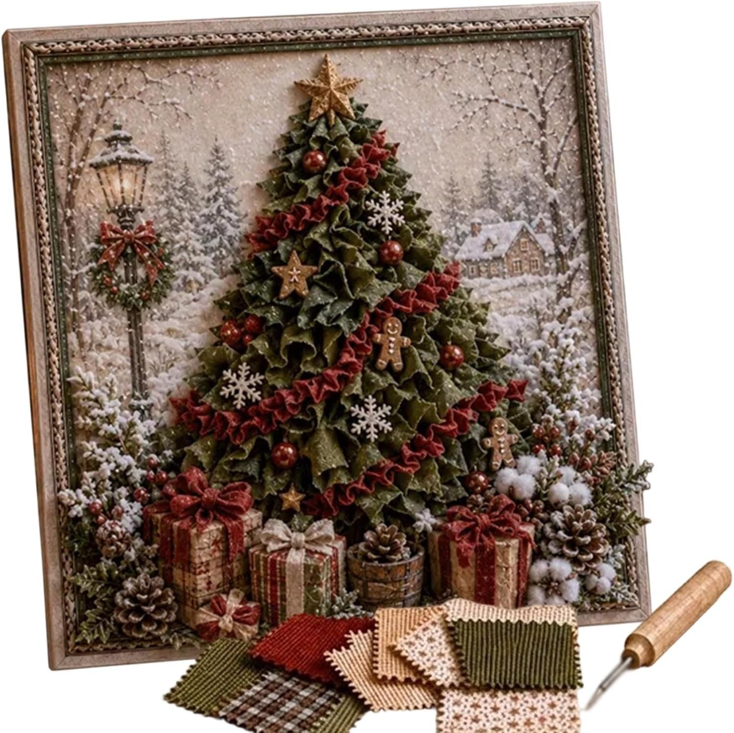 CLTYQ Kreativset 3D-Weihnachts-Bastel-Kreativset zum Punch Needle, Weihnachtsdekoration für erwachsene Anfänger