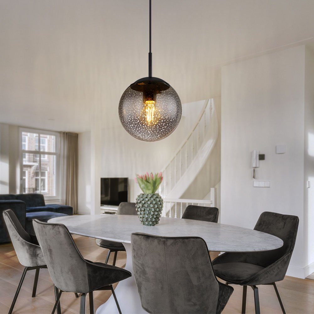 GLOBO LIGHTING Pendelleuchte, Leuchtmittel nicht inklusive, Hängeleuchte Kugel schwarz Pendelleuchte Esstischlampe Sterneneffekt
