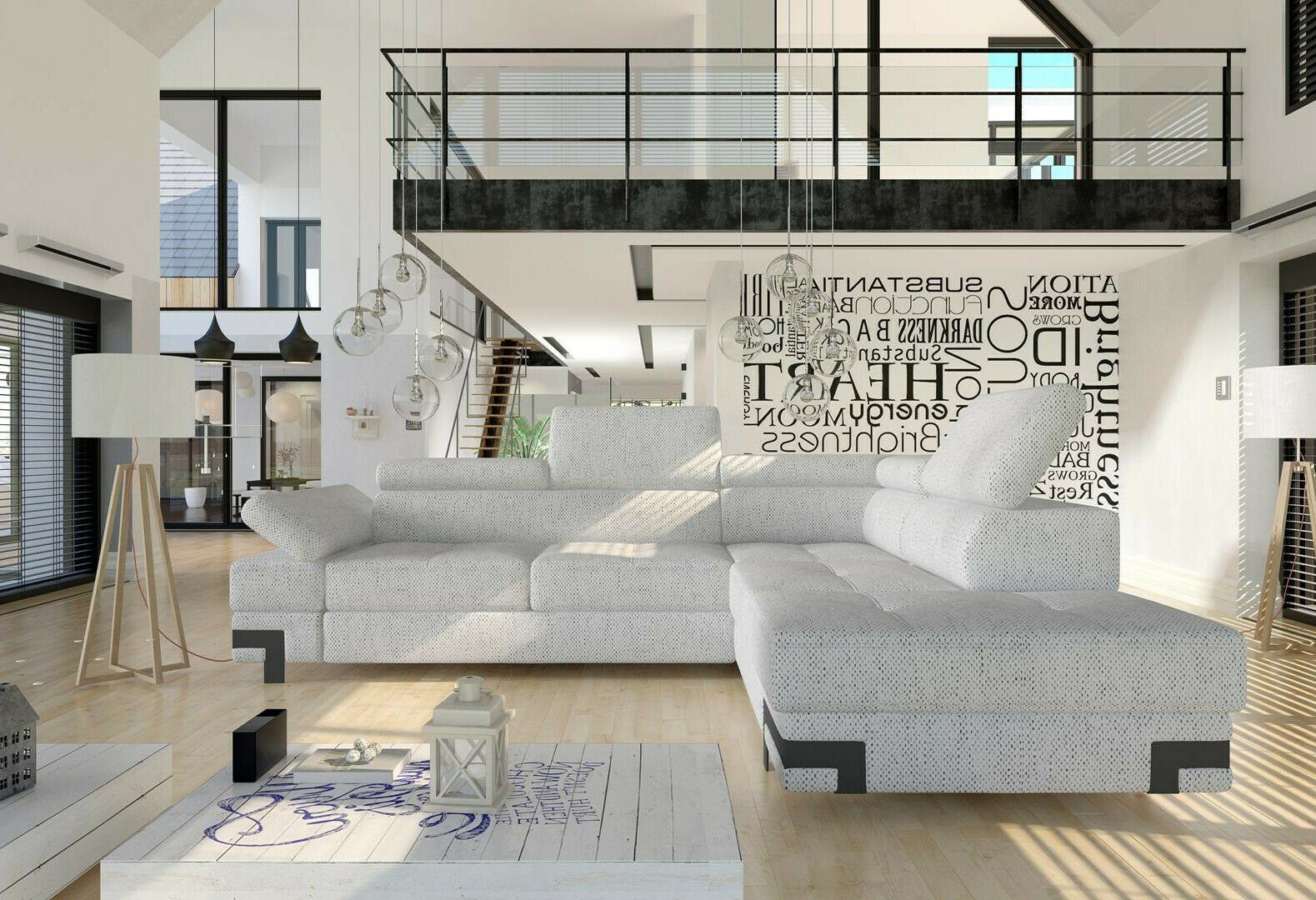 JVmoebel Ecksofa, Ecksofa Grau Stoff L Form Sofa Couch Design Couch Polster