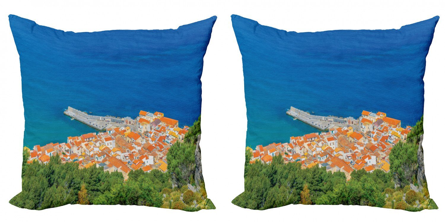 Kissenbezüge Modern Cefalu Accent Abakuhaus Seaside Stück), Village Vista (2 Sizilien Doppelseitiger Digitaldruck