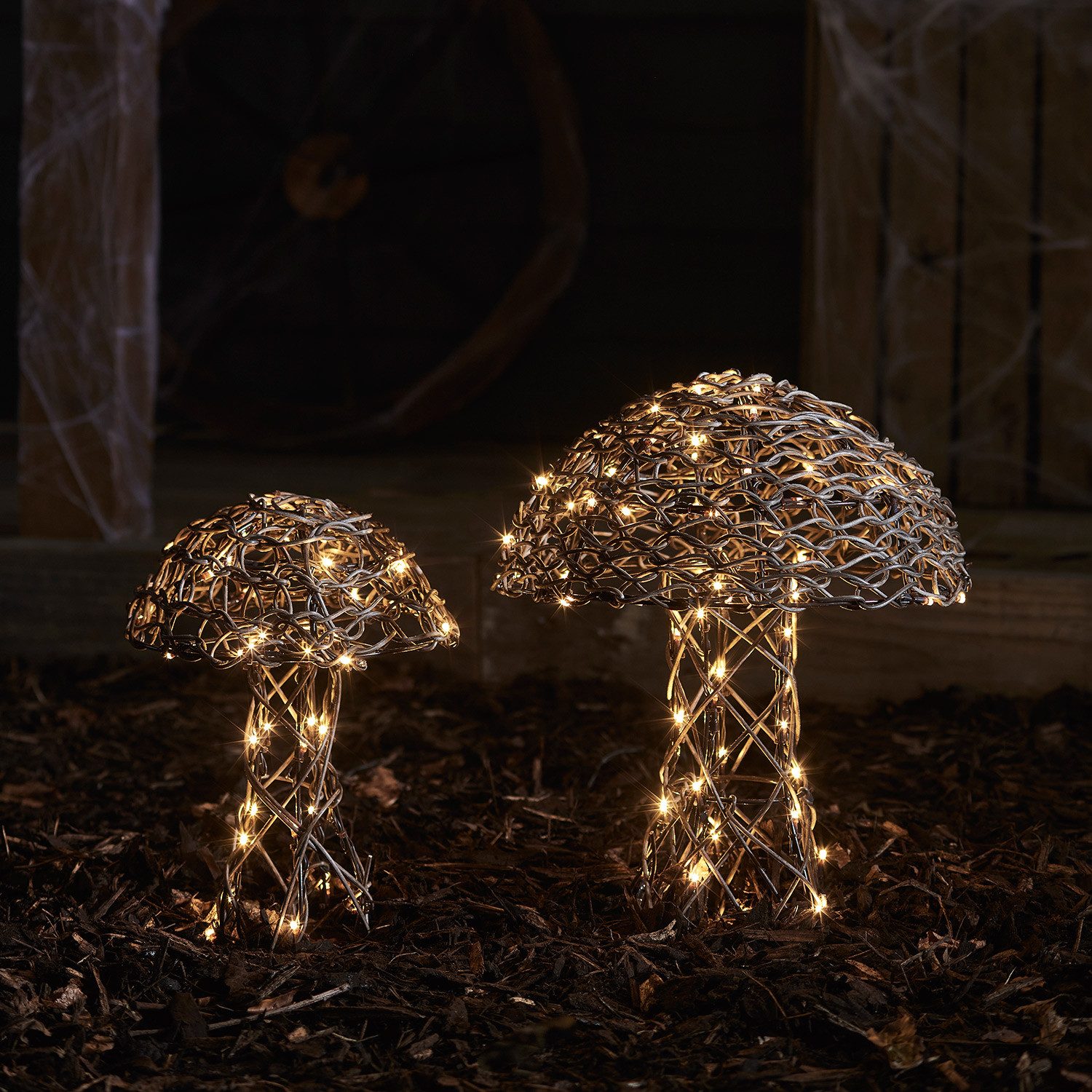 Lights4fun LED Dekofigur LED Pilz Deko aus Rattan, LED fest integriert – Bild 2 von 3
